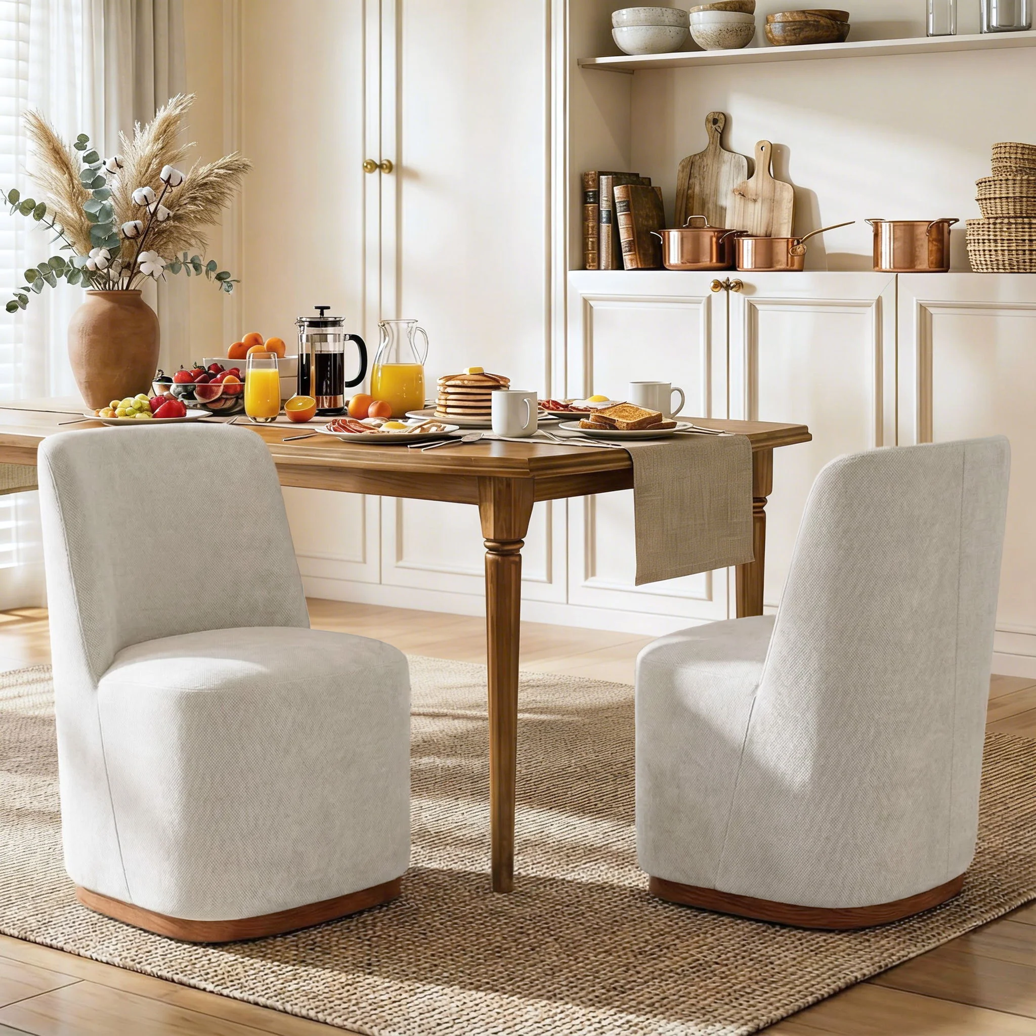 Indoor Upholstered Dining Chair (Set of 2) - Beige - Image 3