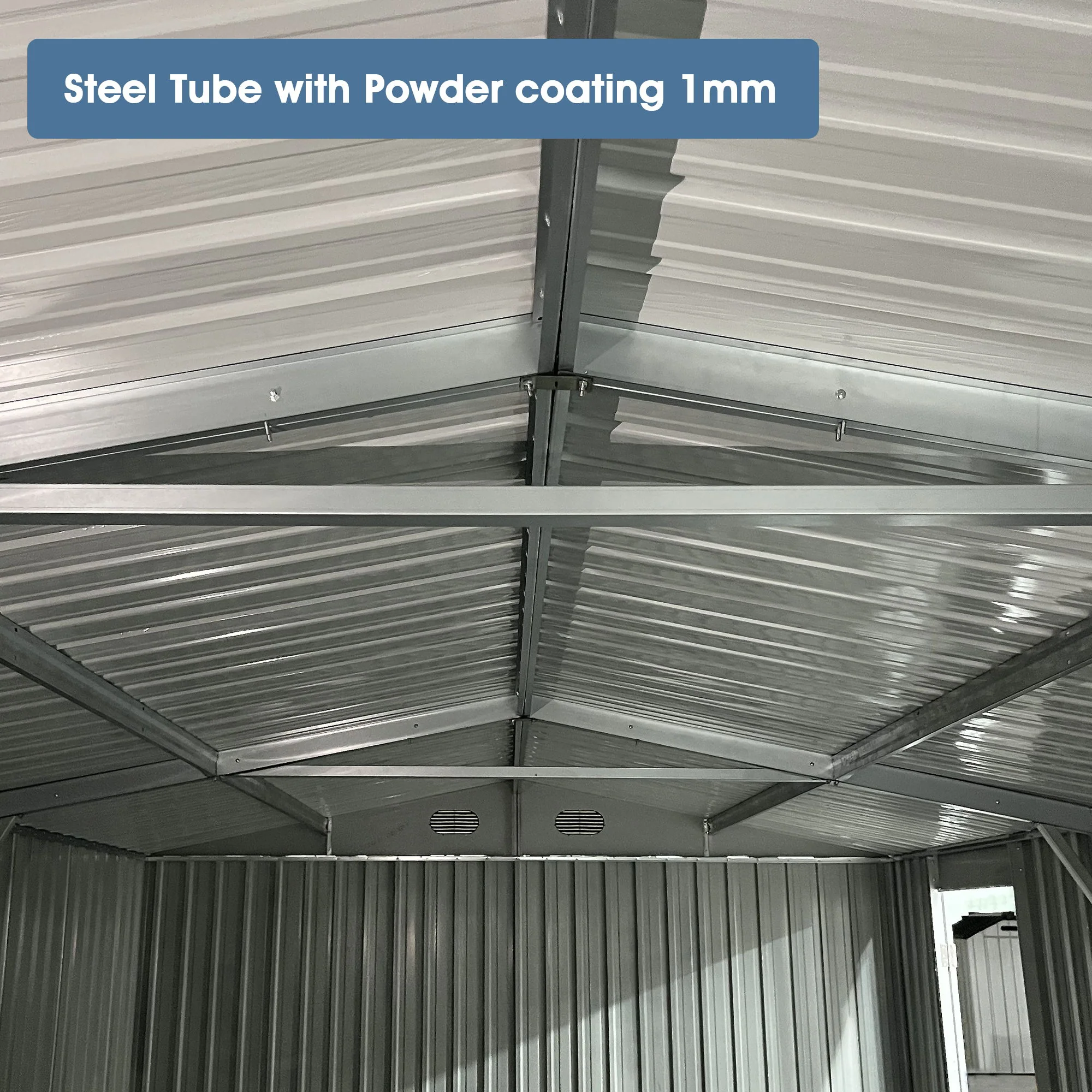 Industrial - 20' x 10' Heavy Duty Metal Garage Shed - Dark Gray - Image 3