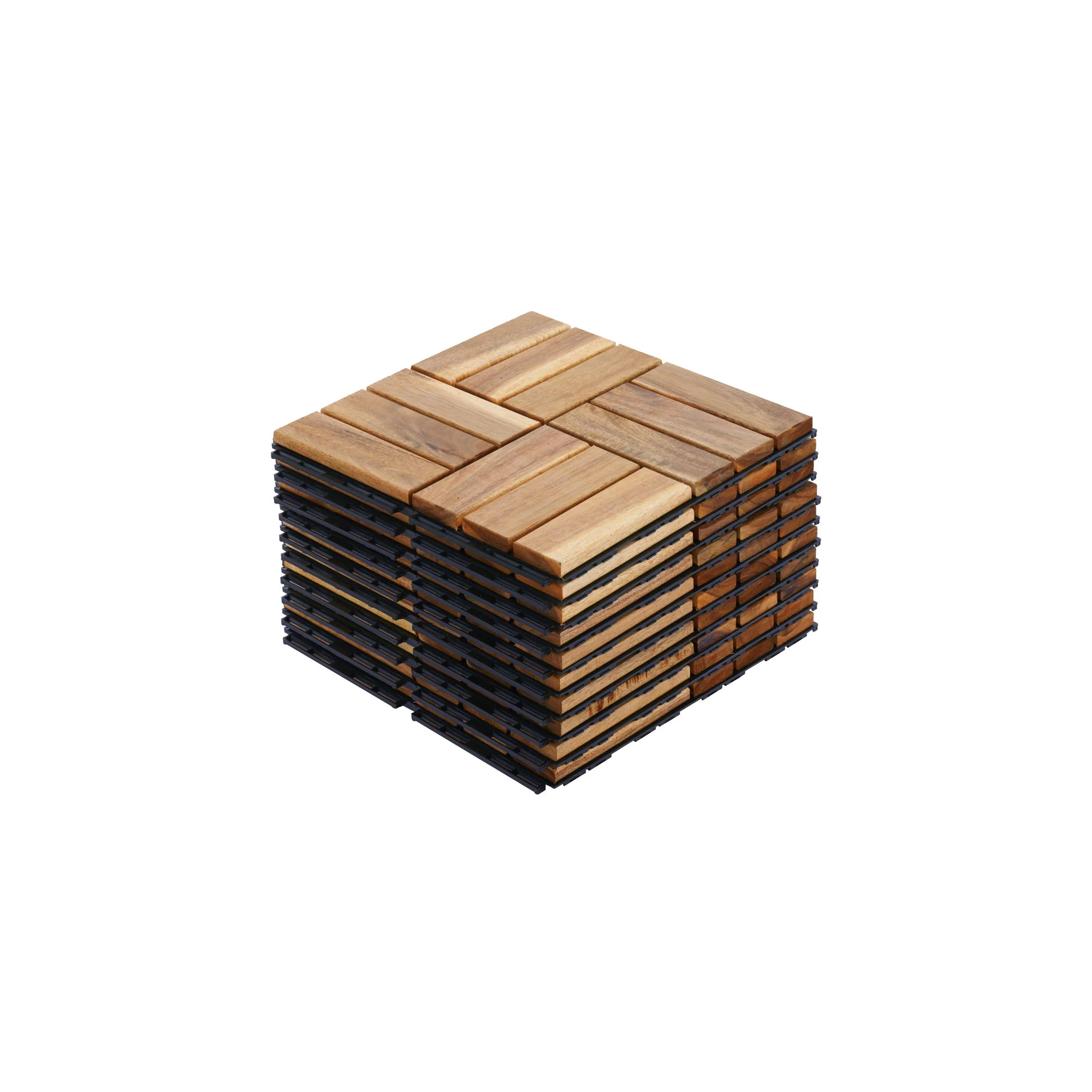 Interlocking Deck Tiles Checker Pattern, Square Acacia Hardwood Outdoor Flooring For Patio, Bancony, Pool Side - Image 5