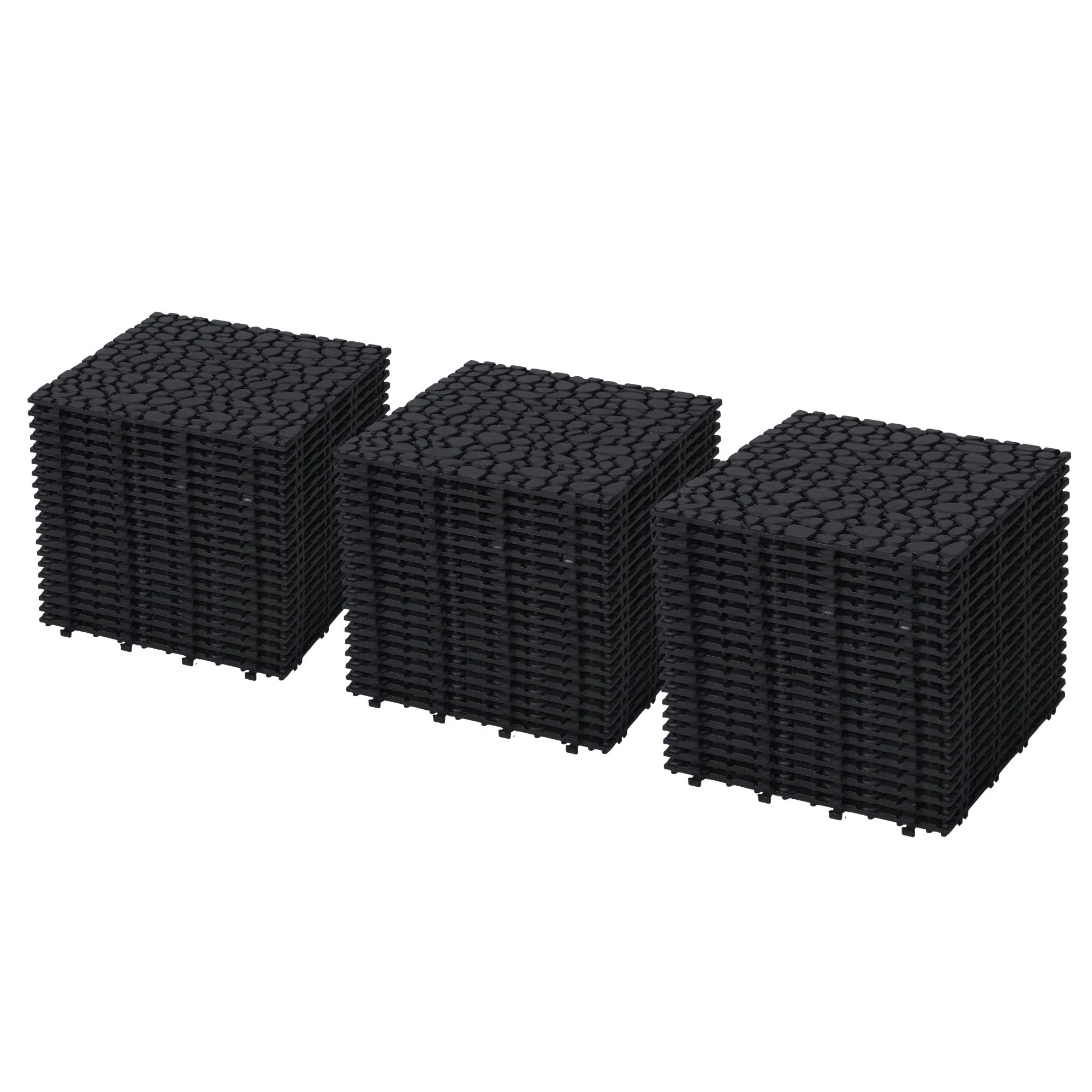 Interlocking Deck Tiles Plastic Waterproof Outdoor All Weather Anti-Slip Bathroom Shower Balcony Porch Strong Weight Capacity Upto 440 Lbs, Pebble Stone Pattern - Image 16
