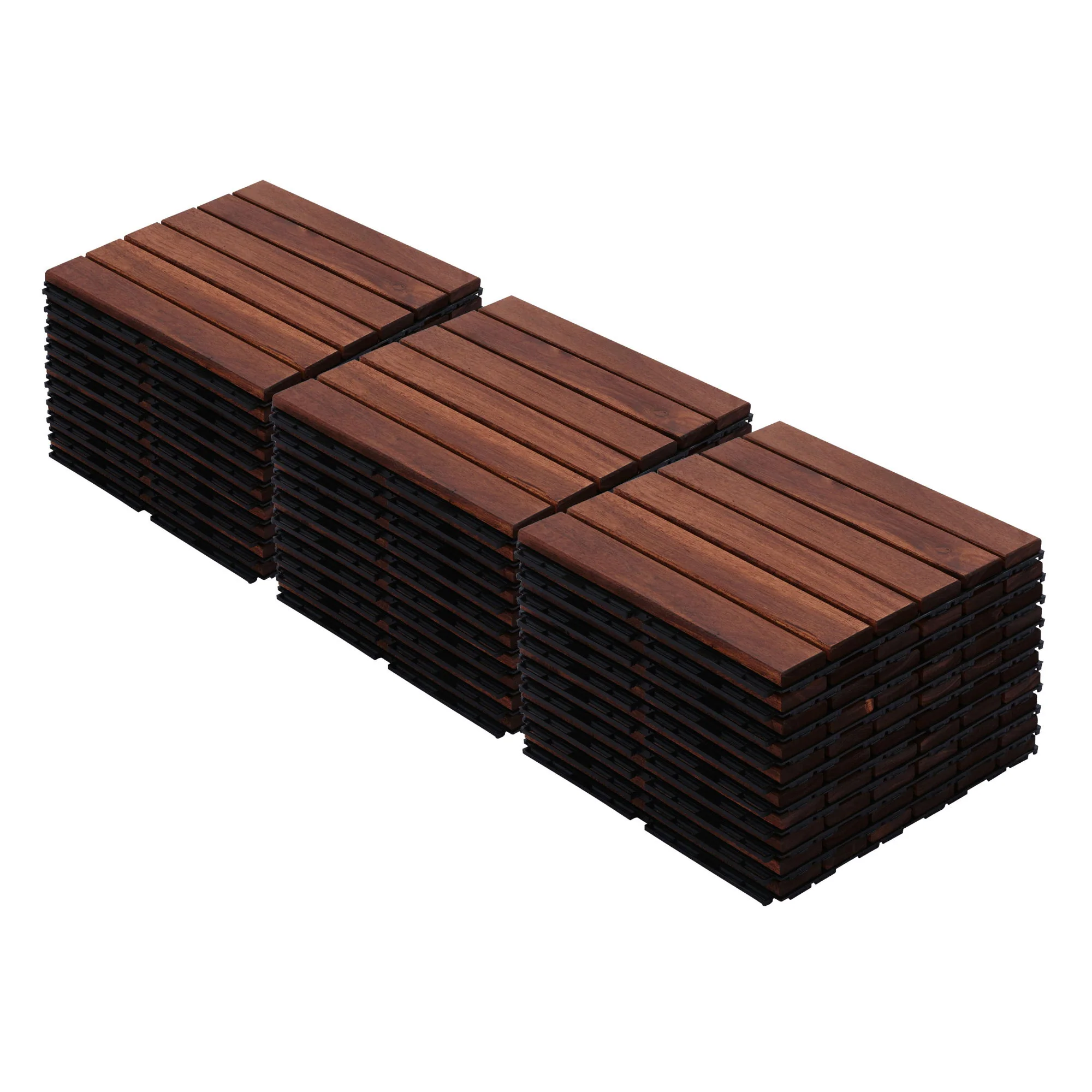 Interlocking Deck Tiles Striped Pattern, Waterproof Anti Mildew Brown - Image 4