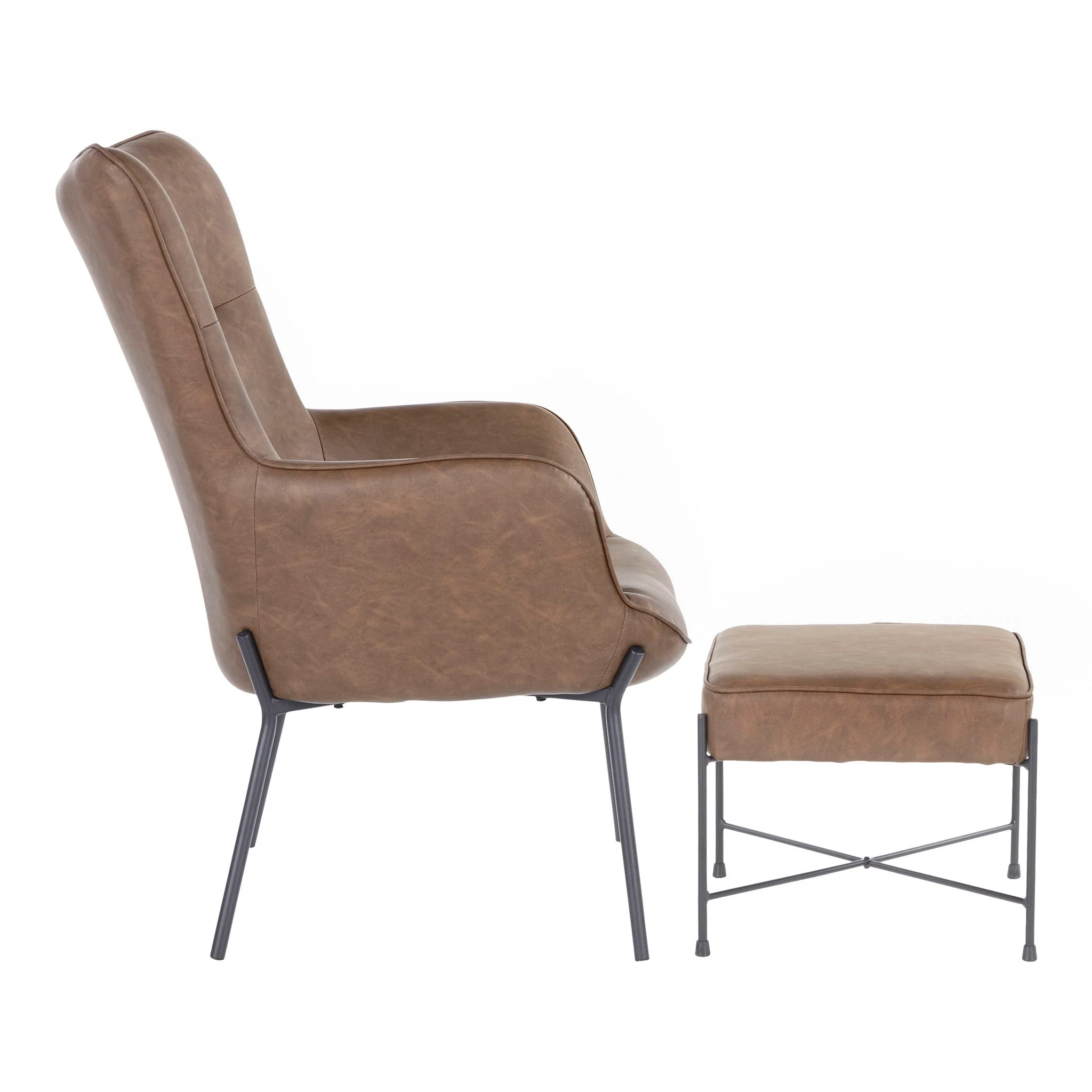Izzy - Industrial Lounge Chair & Ottoman Set - Image 8