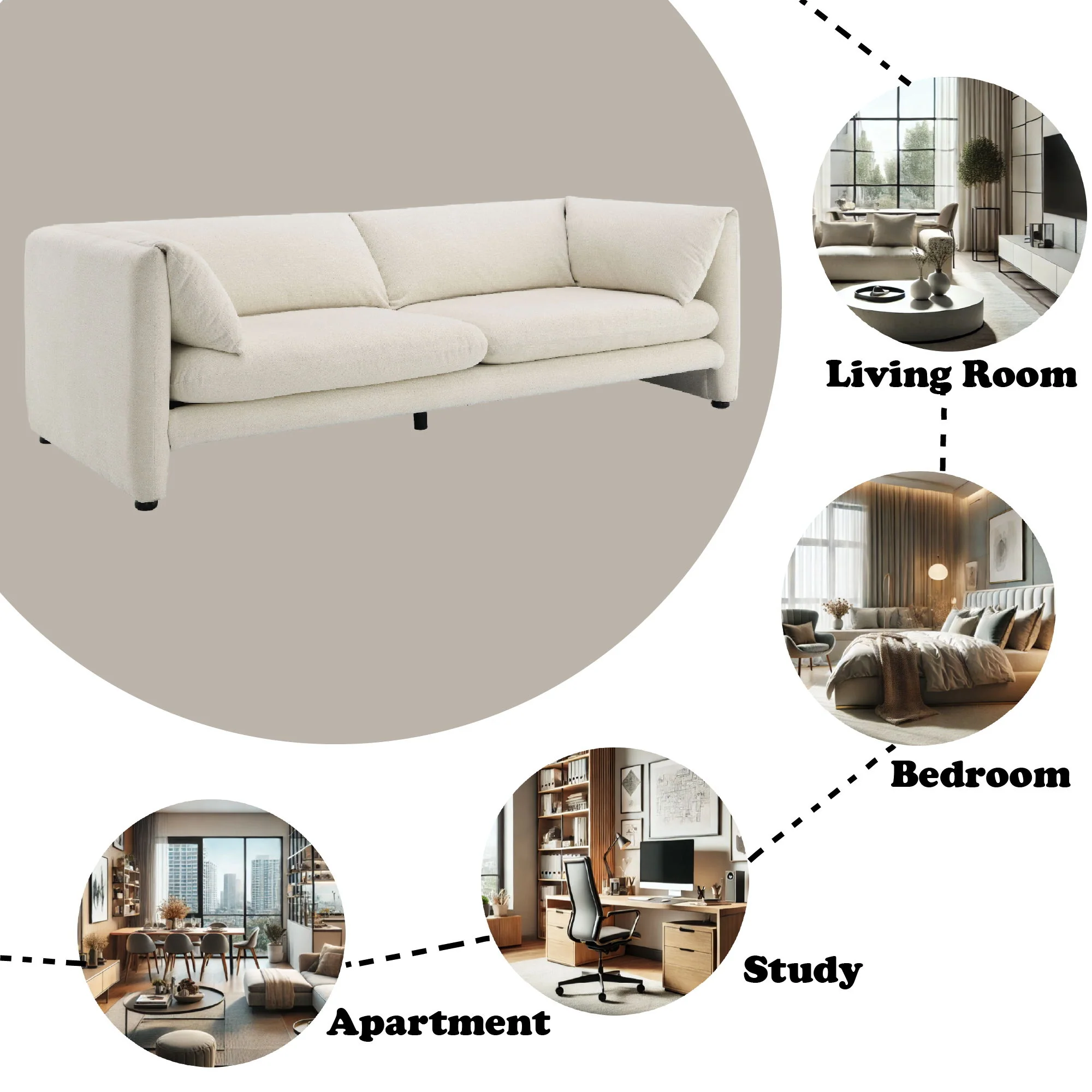 Jaeda - Boucle Sofa - Beige - Image 4