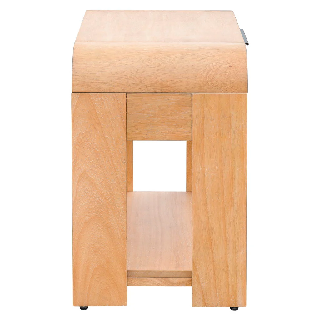 Jameson - Modern One Drawer Waterfall Nightstand - Natural - Image 3