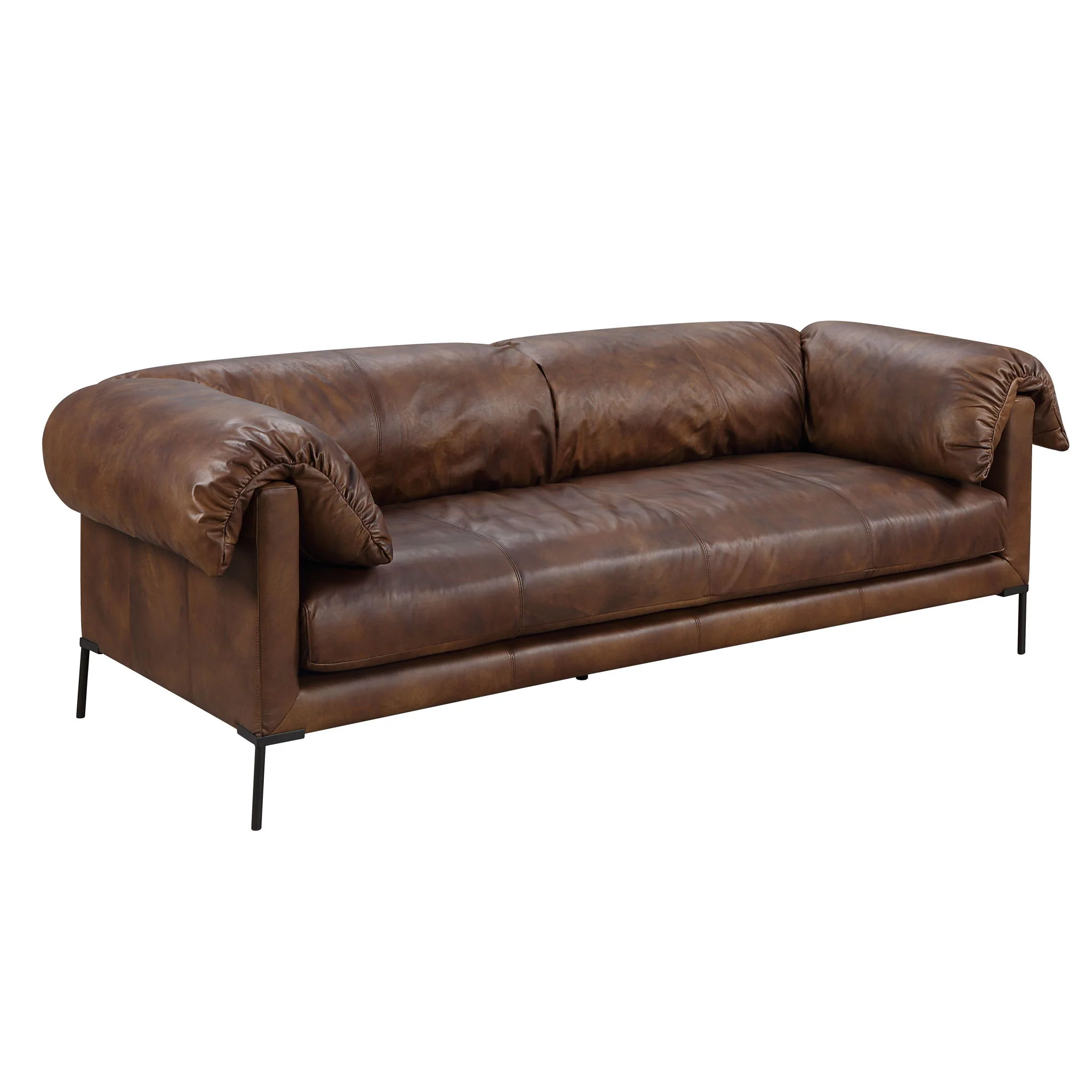 Jaron - Top Grain Leather Sofa - Mocha - Image 2