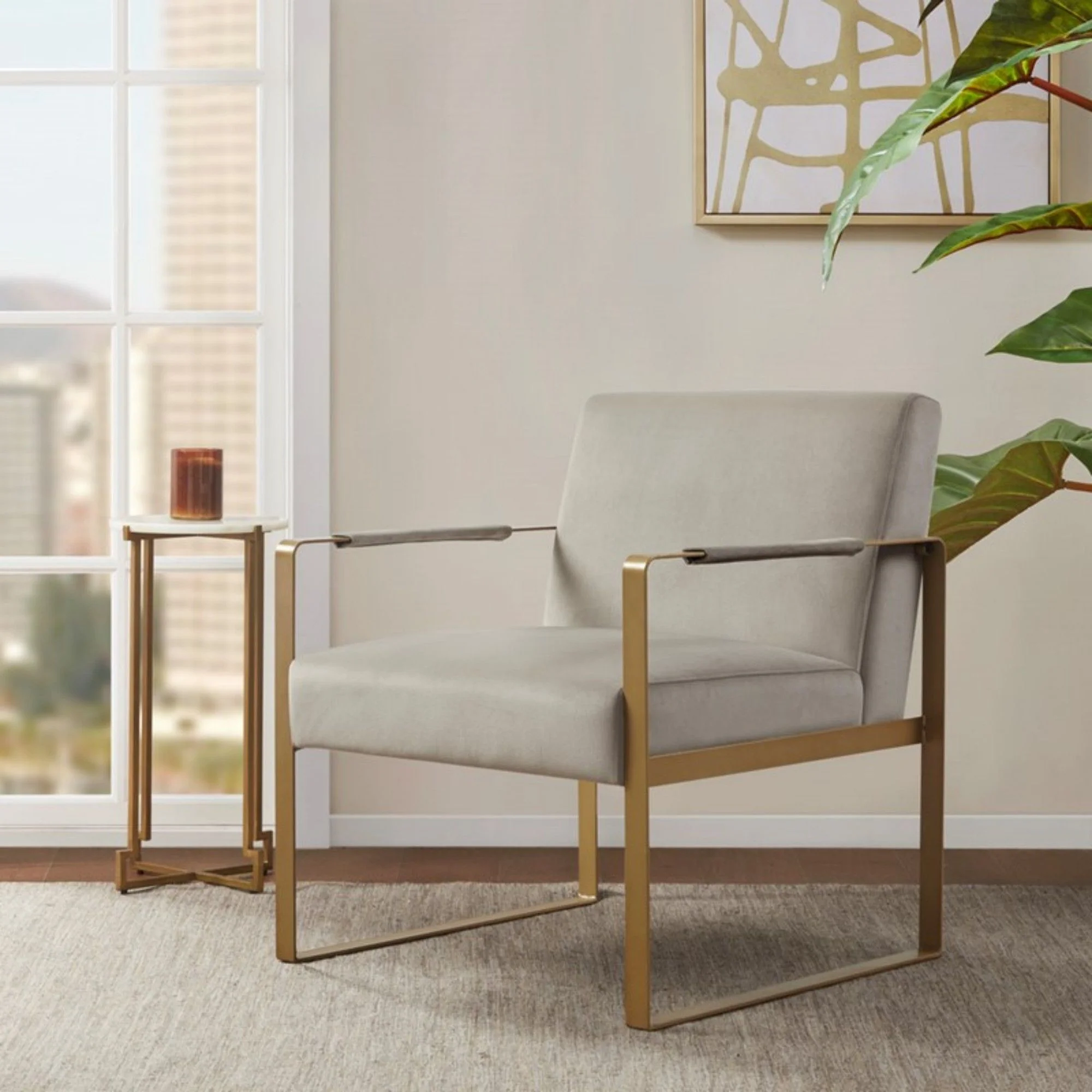 Jayco - Accent Chair With Metal Arms - Beige - Image 4