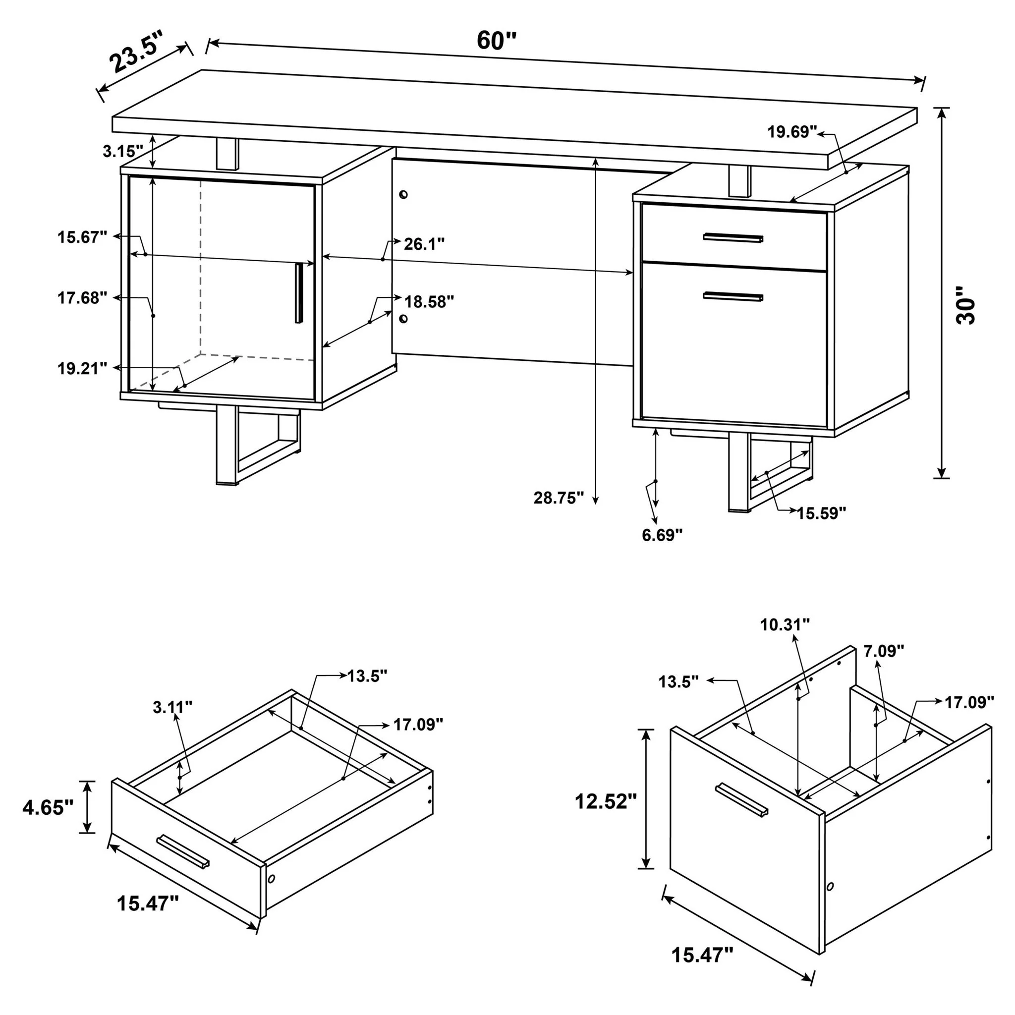 Jensen - 2 Drawer Desk - White - Image 4