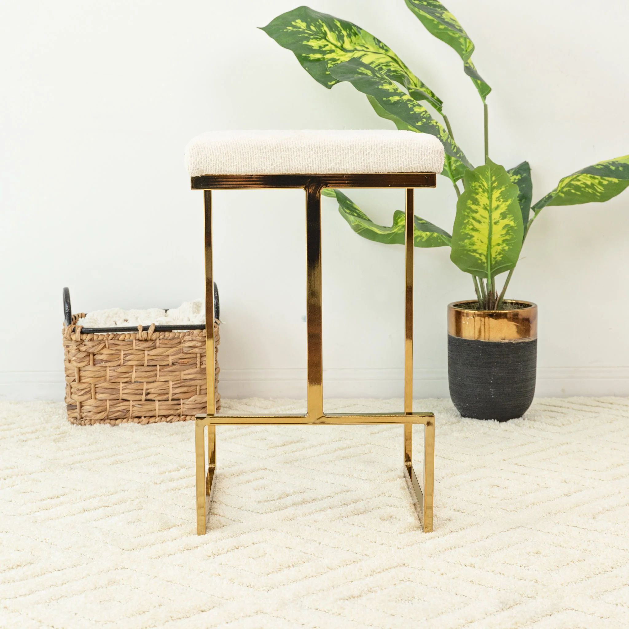 Joel - Mid Century Modern Luxury Upholstered Stool - Image 7