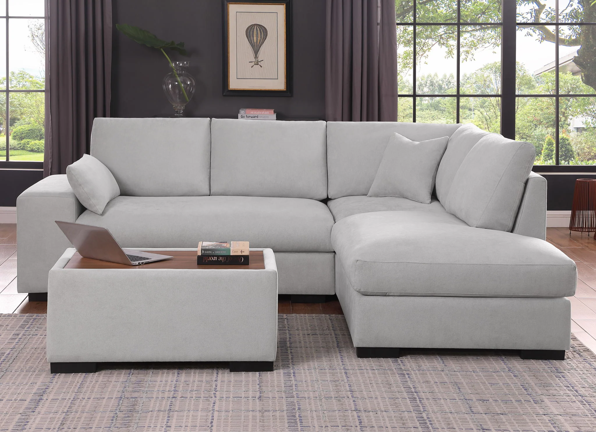 Joshua - 100" Sectional Sofa with Right Facing Chaise and Console Ottoman - Image 11