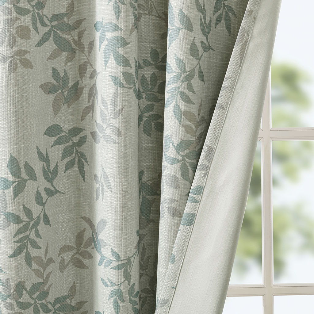 Julie - 95" Printed Botanical Blackout Panel - Aqua - Image 3