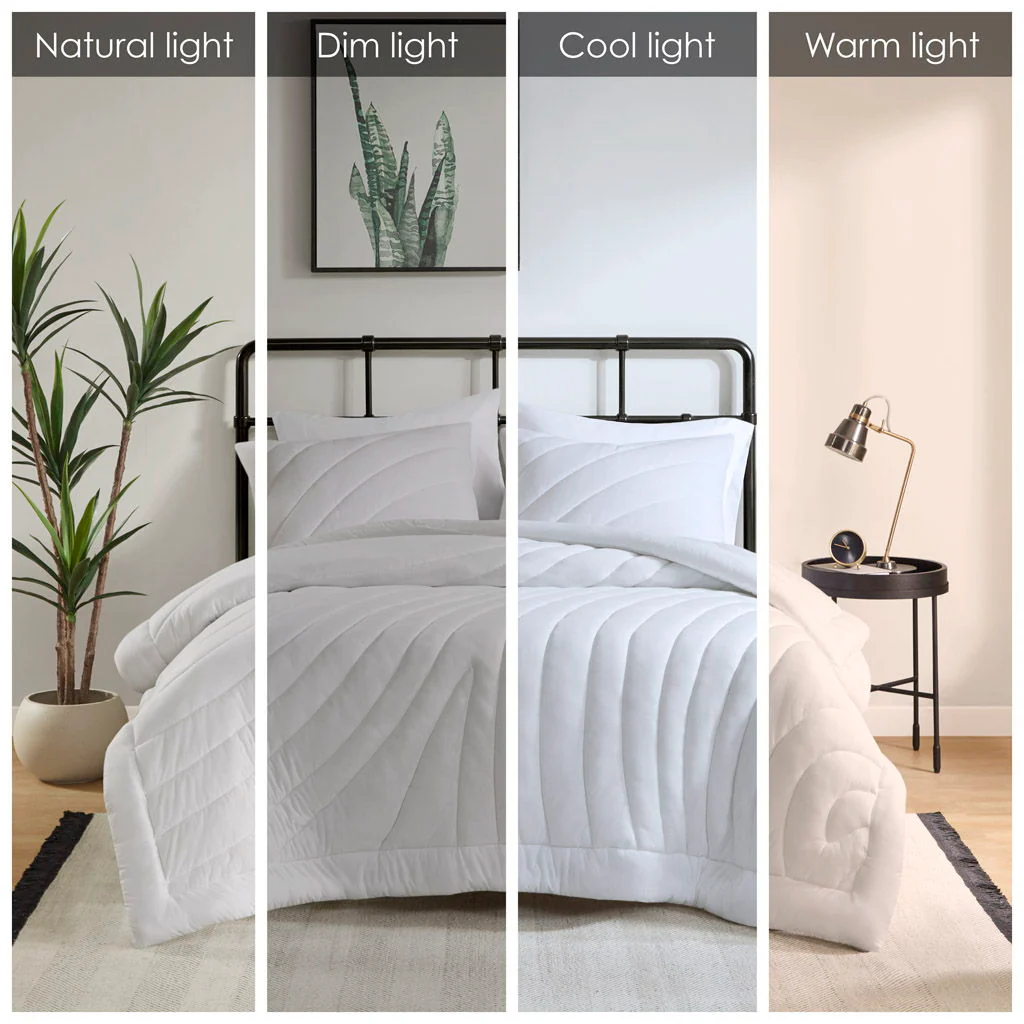 Juniper - Poly Jersey Puffy Comforter Set - White - Image 4
