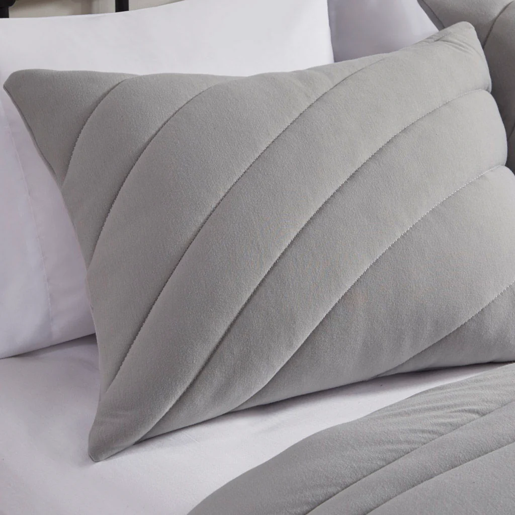 Juniper - Poly Jersey Puffy Queen Comforter Set - Gray - Image 4