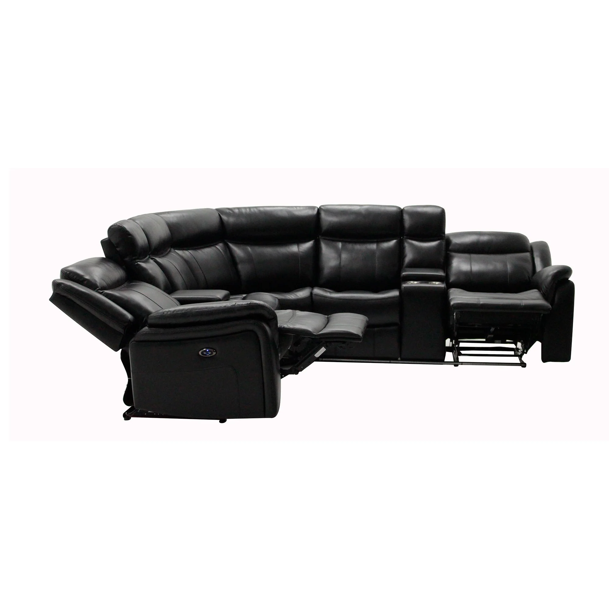 Jupiter - Leather Sectional - Black - Image 3