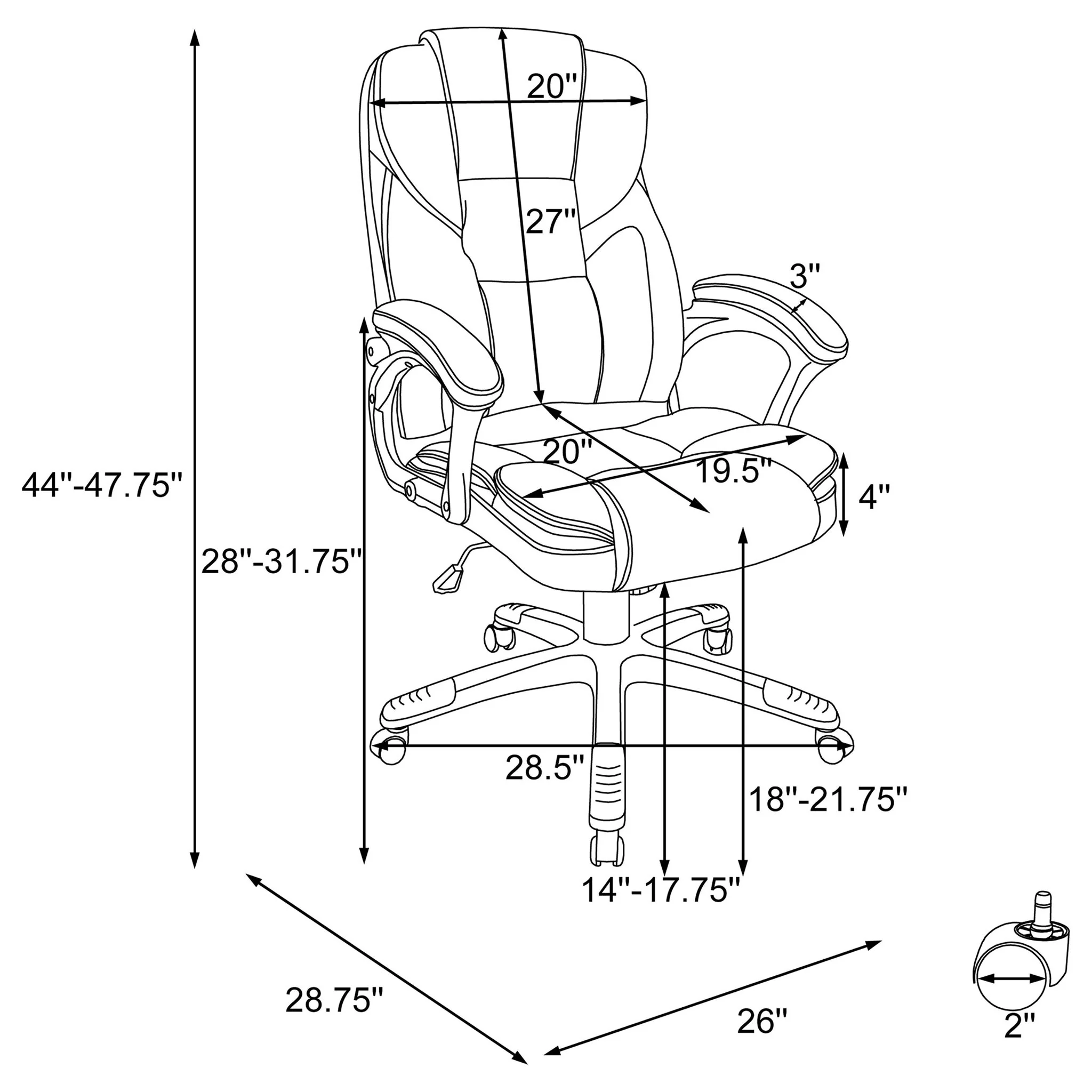 Kaffir - Upholstered Adjustable Home Office Desk Chair With Ergonomic Support And Smooth Swivel - White - Image 2