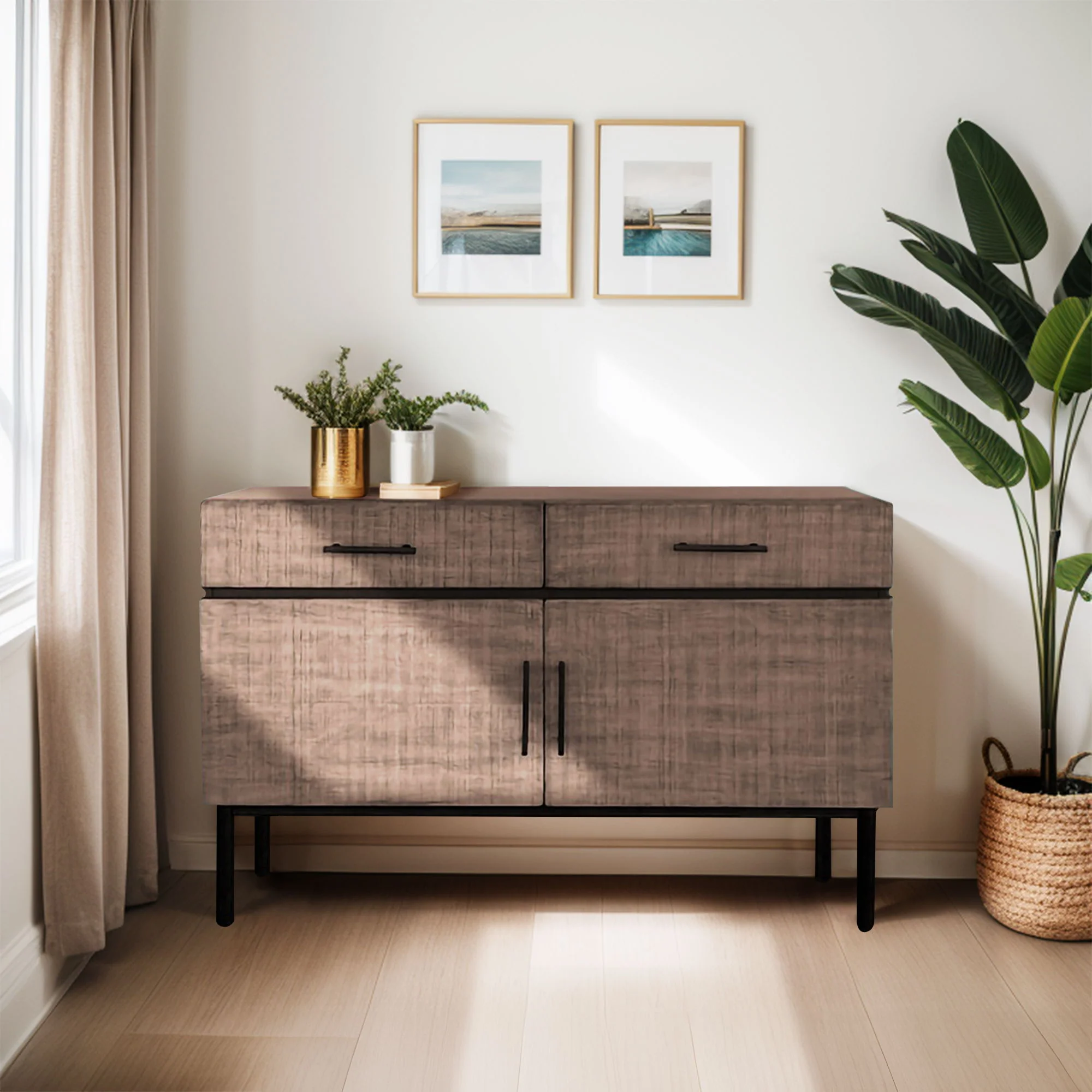 Kai - Accent Cabinet With Doors - Brown / Olive