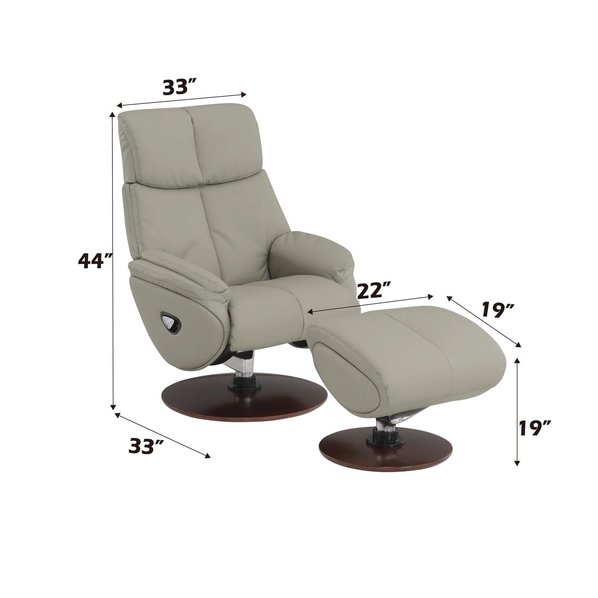 Kandoro - Top Grain Leather Accent Chair With Swivel & Ottoman - Gray - Image 3