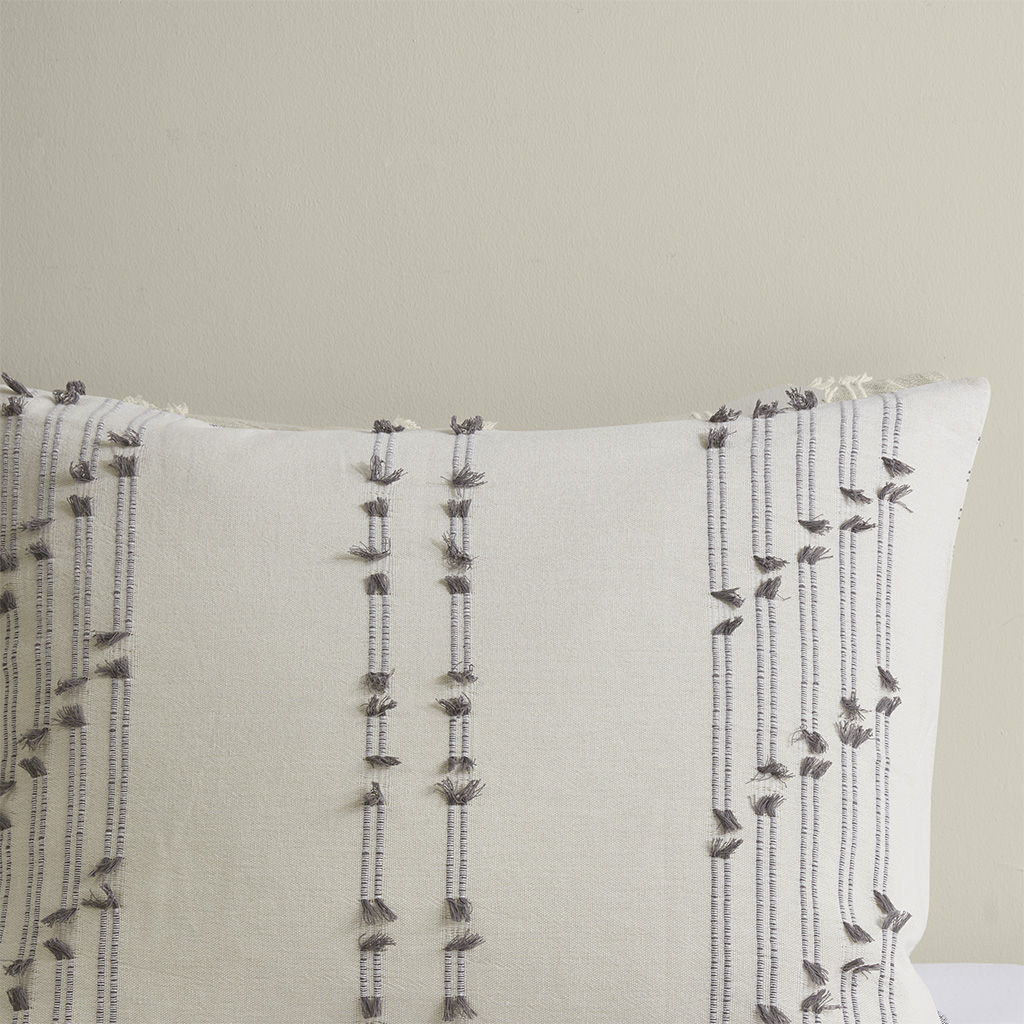 Kara - 3 Piece Cotton Jacquard Duvet Cover Set - Ivory - Image 3