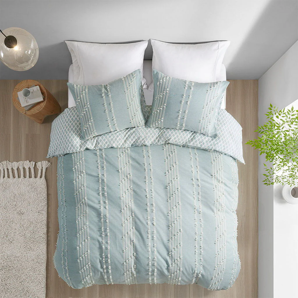 Kara - King 3 Piece Duvet Cover Set - Aqua - Image 3