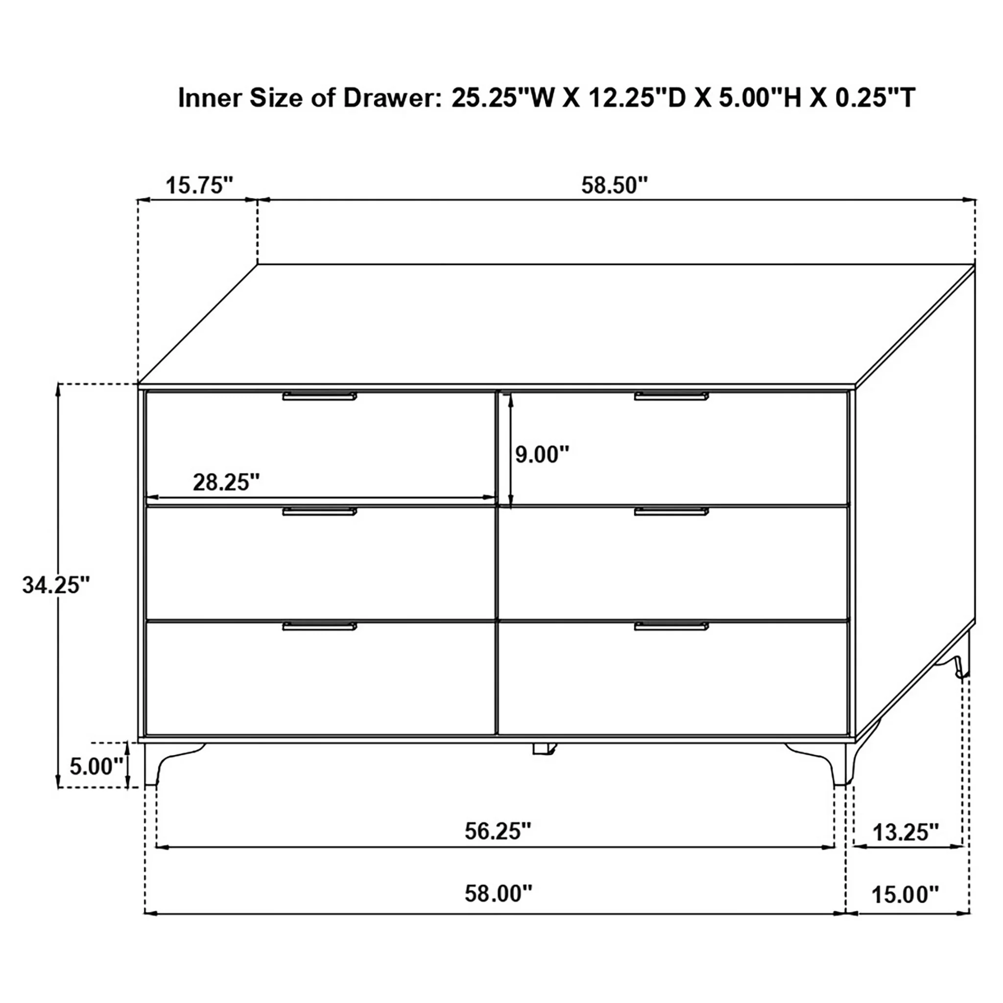 Karena - Rectangular 6 Drawer Dresser - White - Image 2
