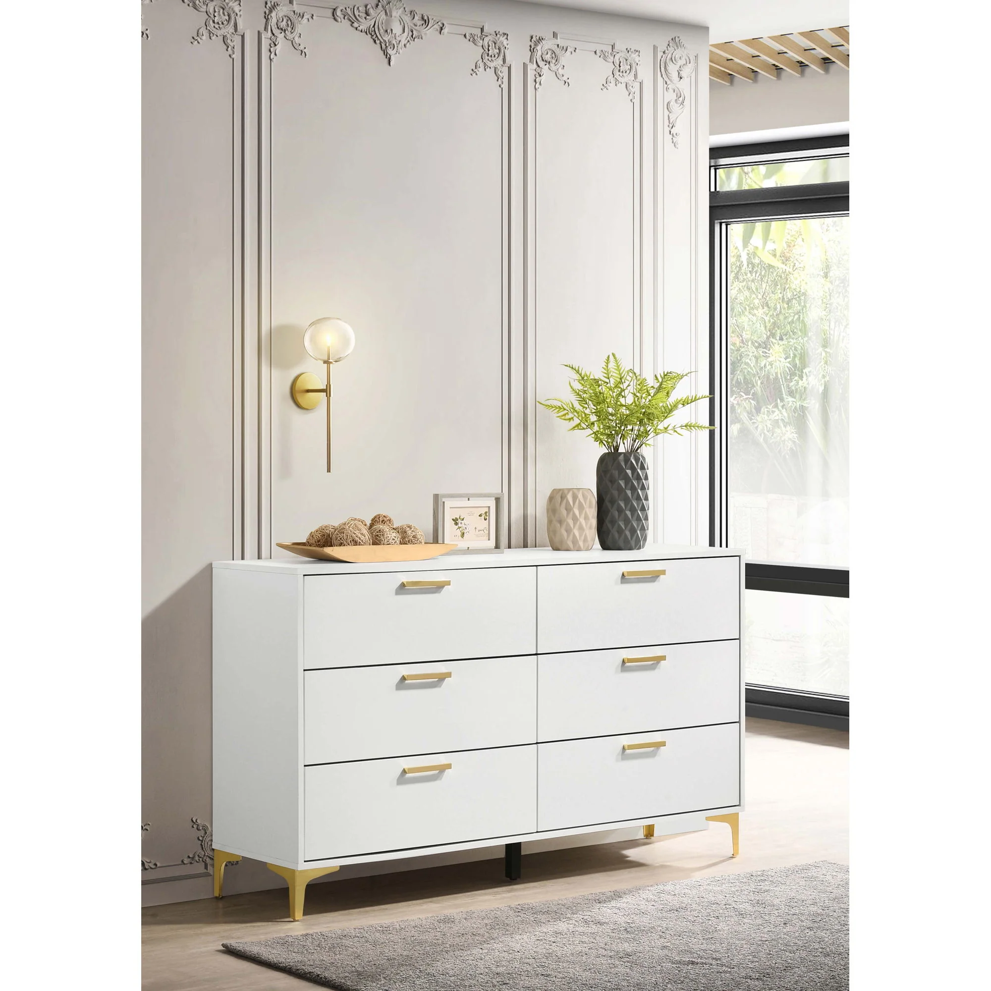 Karena - Rectangular 6 Drawer Dresser - White - Image 4