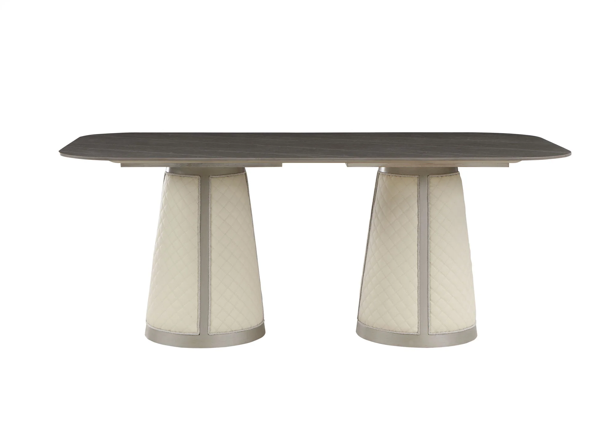 Kasa - Sintered Stone Top Dining Table - Stone Gray / Champagne - Image 2