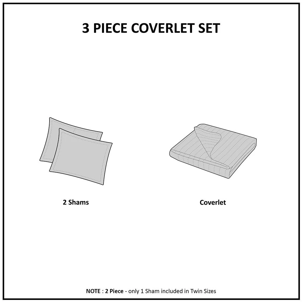 Keaton - Twin Reversible Coverlet Set - White - Image 2