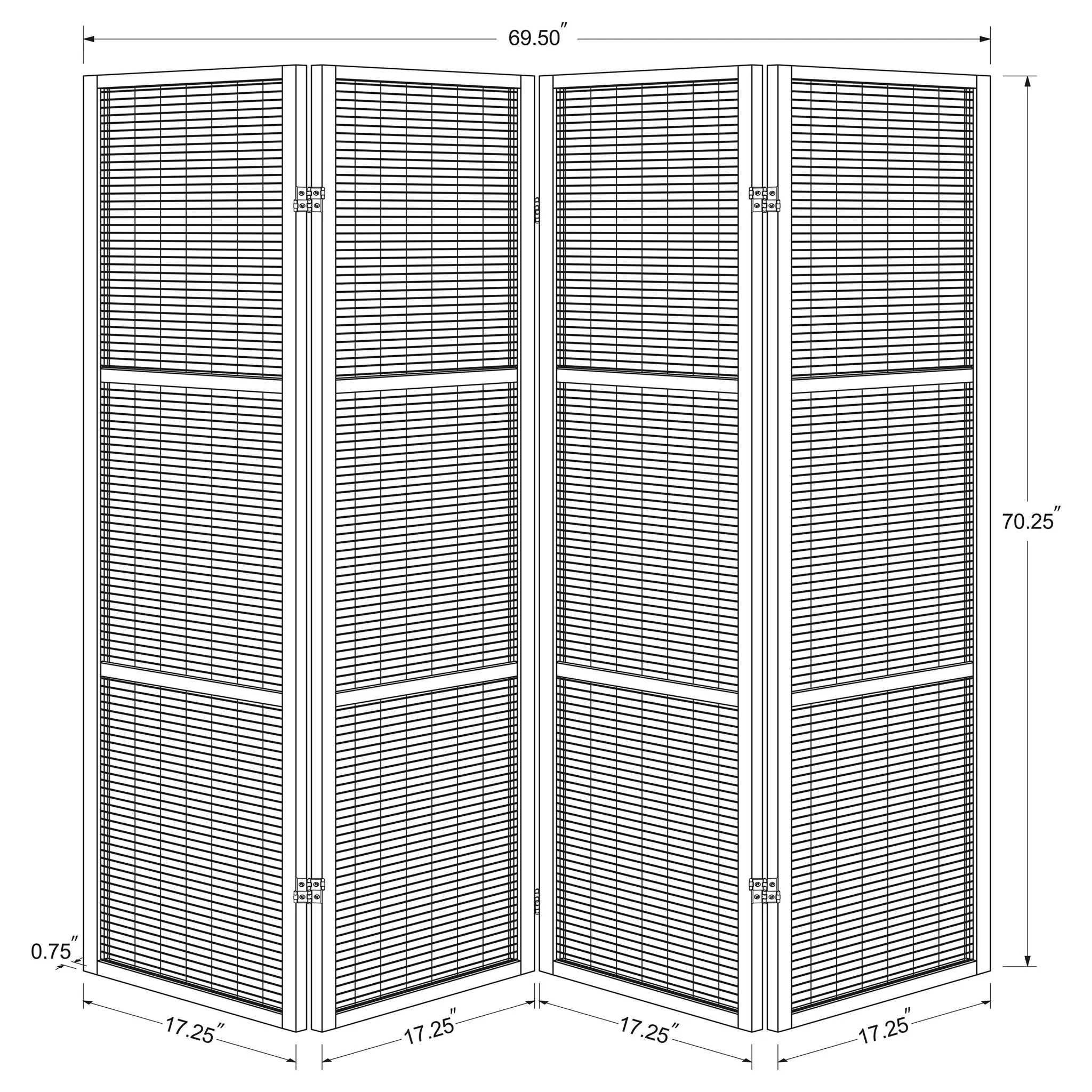 Kenabi - 4 Panel Room Divider Folding Screen - Walnut - Image 2