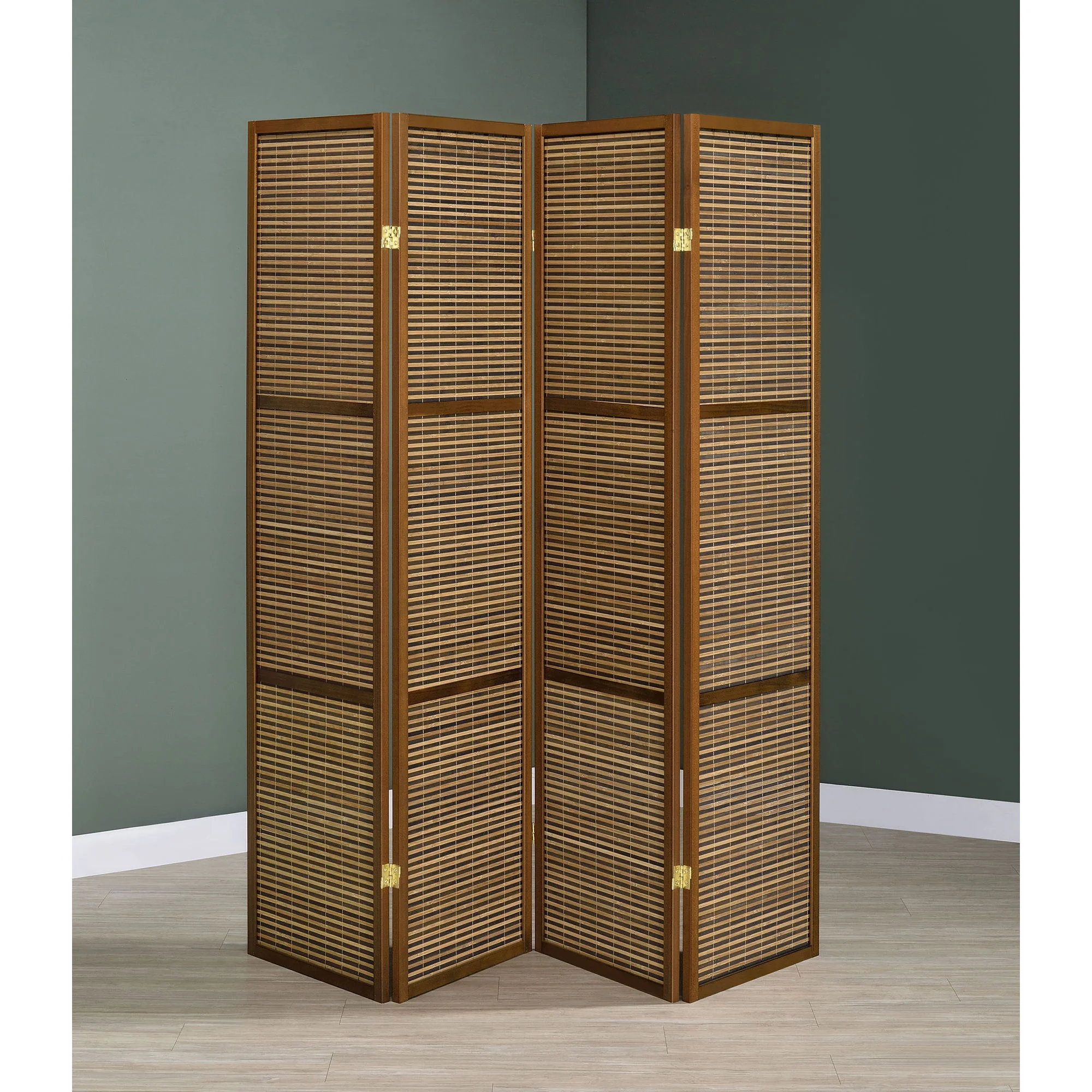 Kenabi - 4 Panel Room Divider Folding Screen - Walnut - Image 4