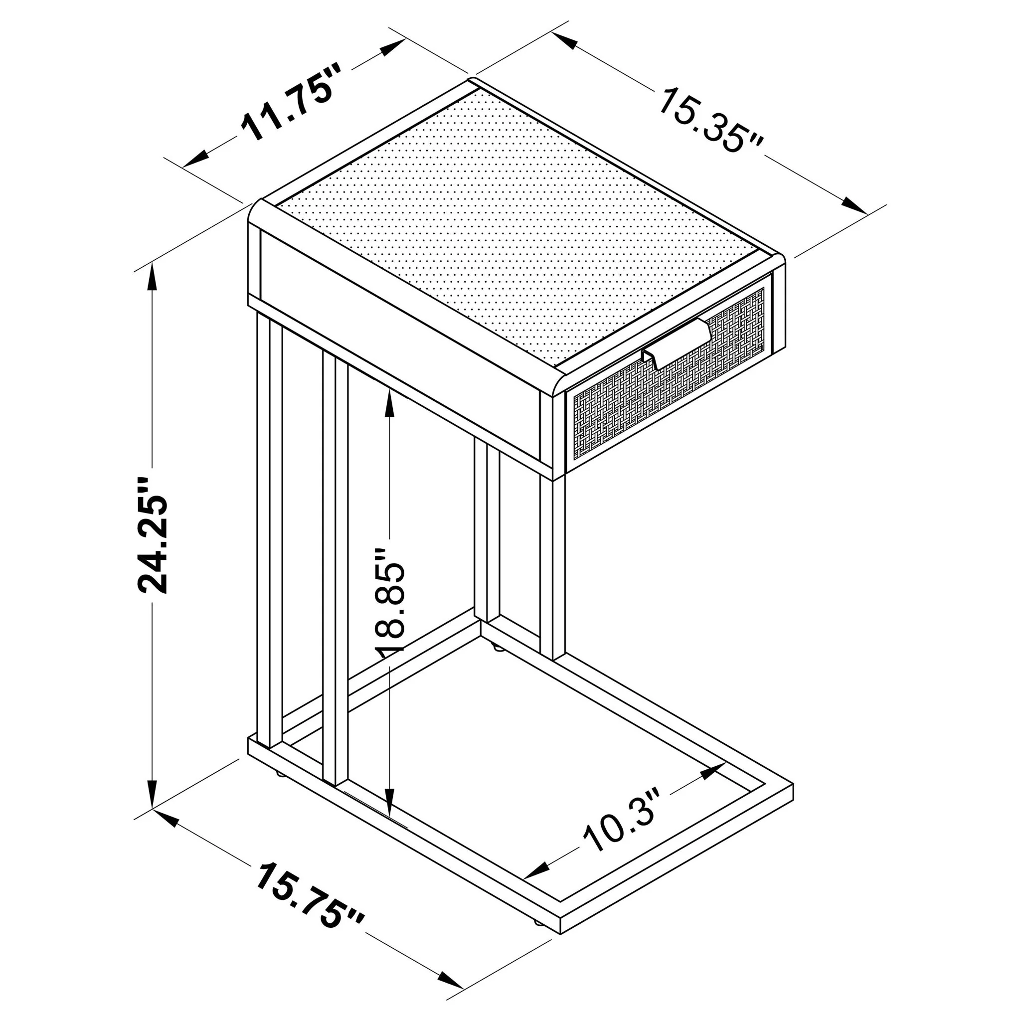 Kenneth - C Shape Side Table With Single Drawer - White - Image 2