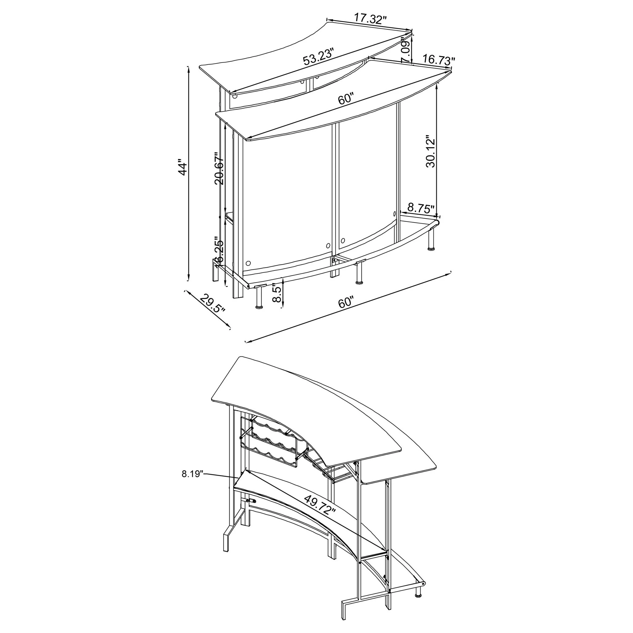 Keystone - Home Bar With Stemware & Wine Storage - Black - Image 3
