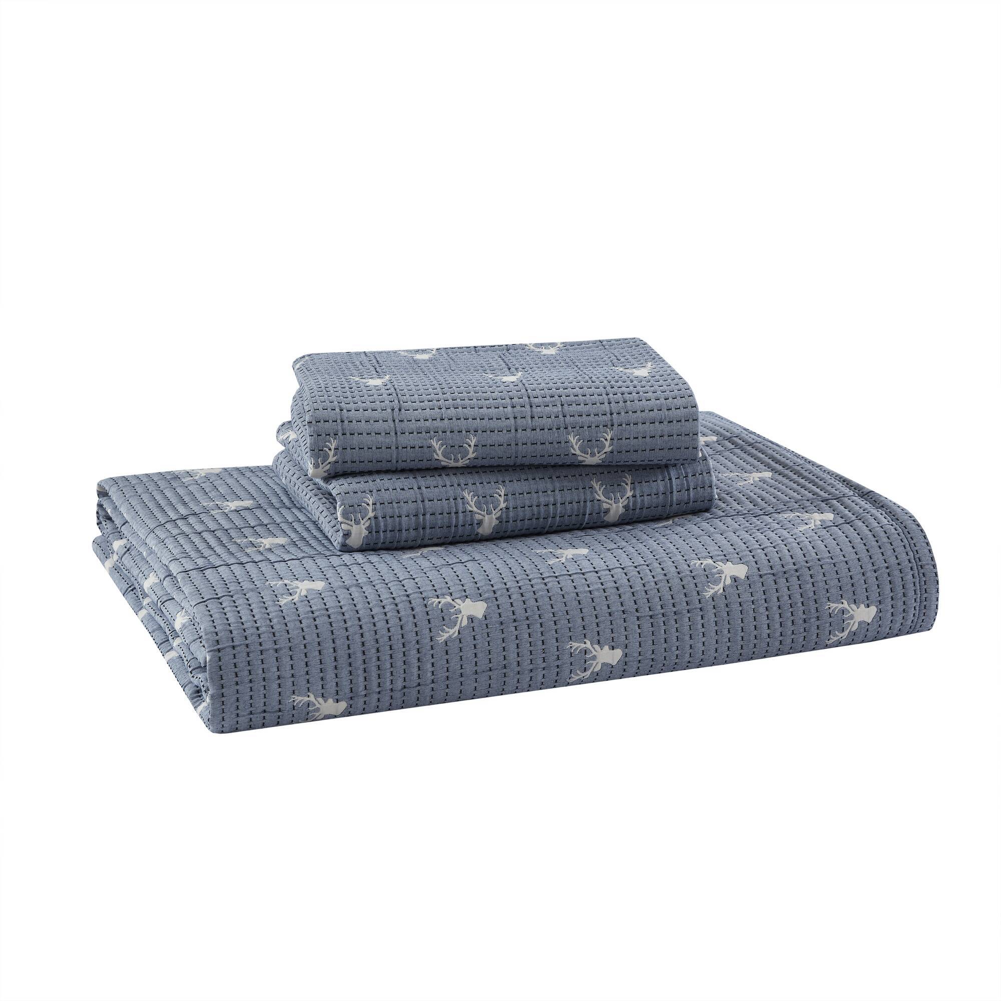 Keystone - King/California King Coverlet Set - Blue - Image 4