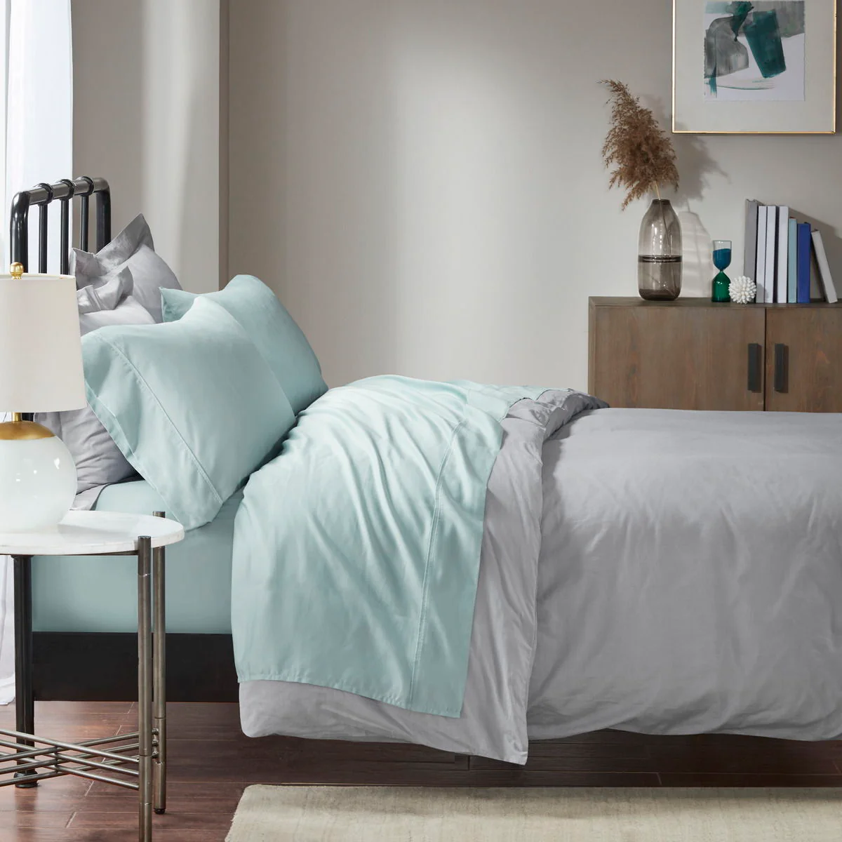 1500 Thread Count - King Blend Pillowcases (Set of 2) - Seafoam - Image 4