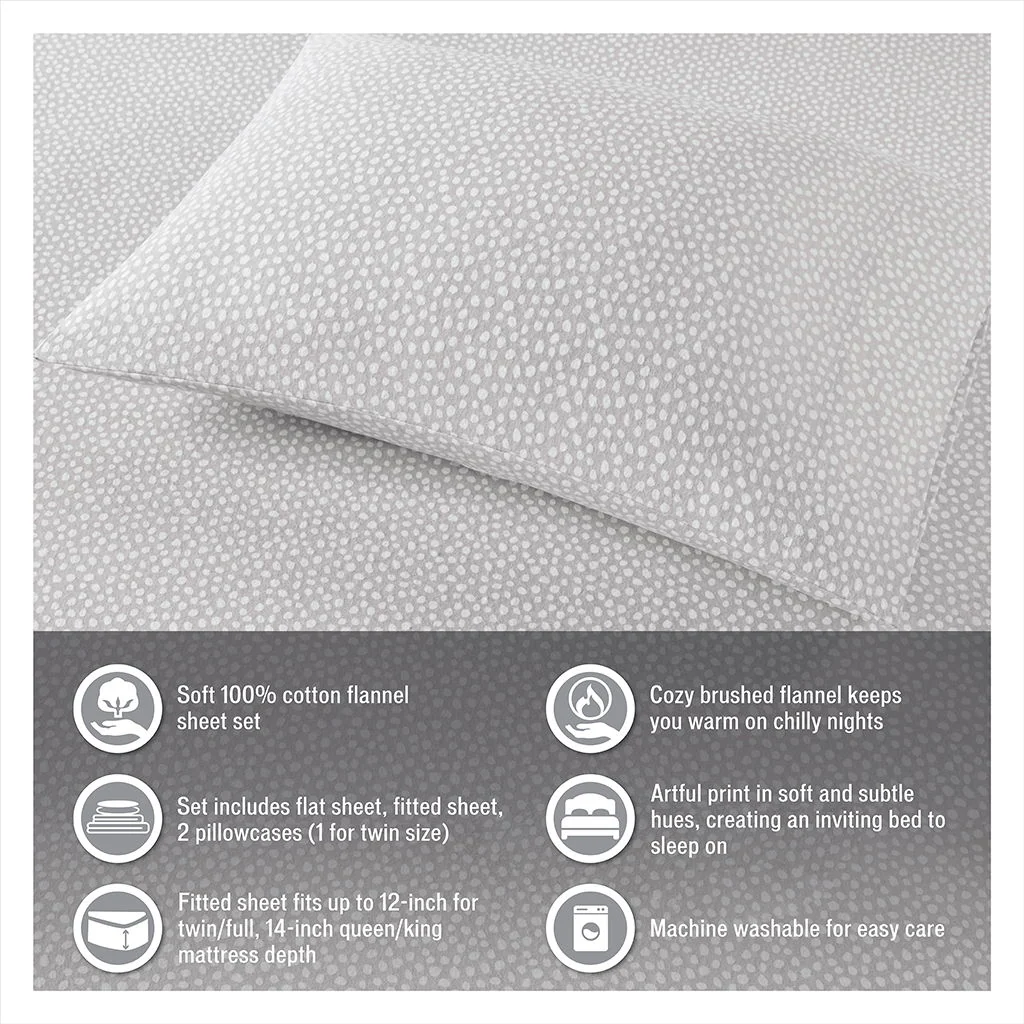 Cozy Flannel - King Printed Sheet Set - Aqua Dots - Image 3