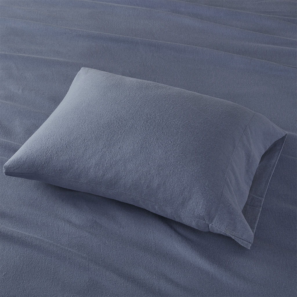 Cozy Flannel - King Sheet Set - Blue Solid - Image 4