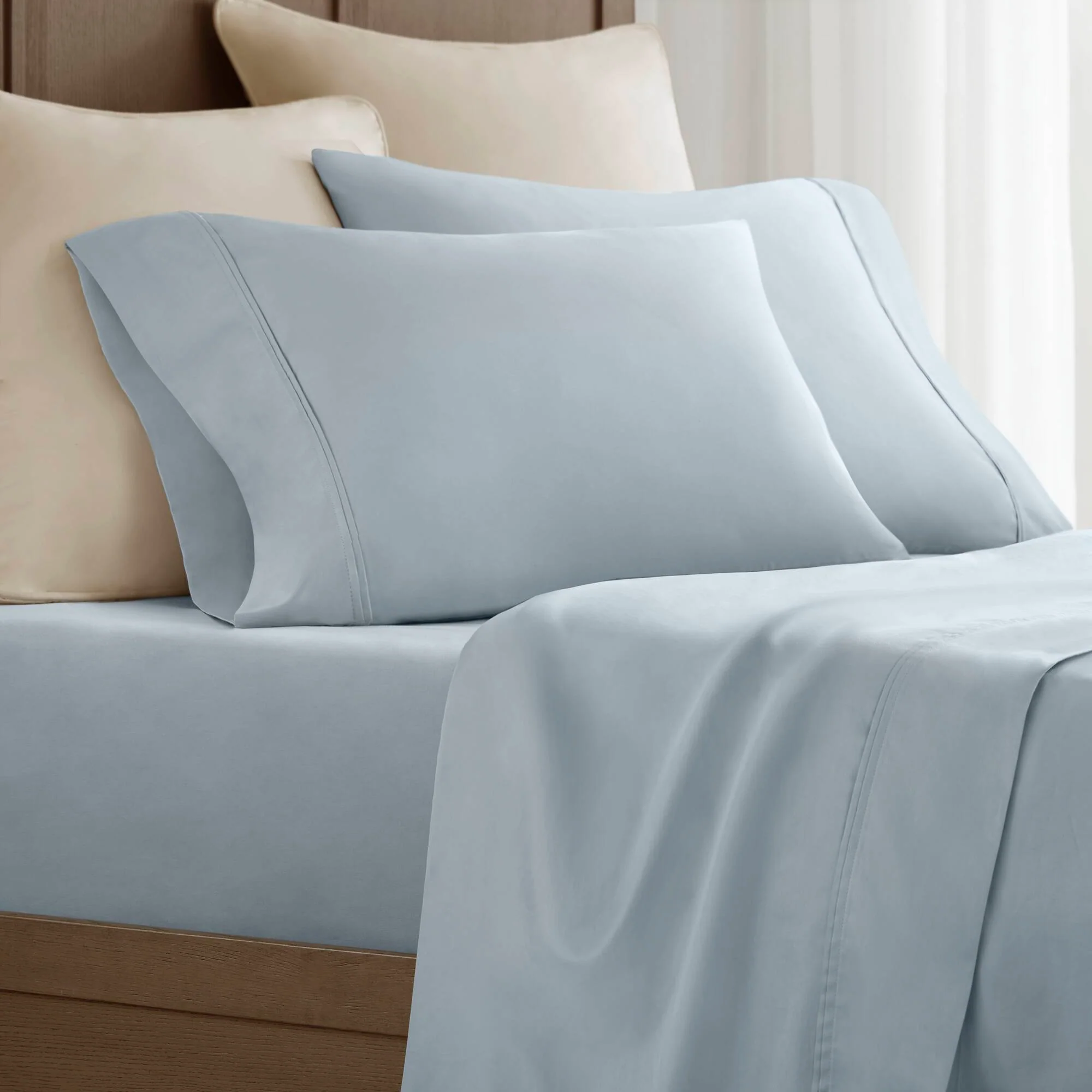 King Sateen Pillowcase Set - Blue