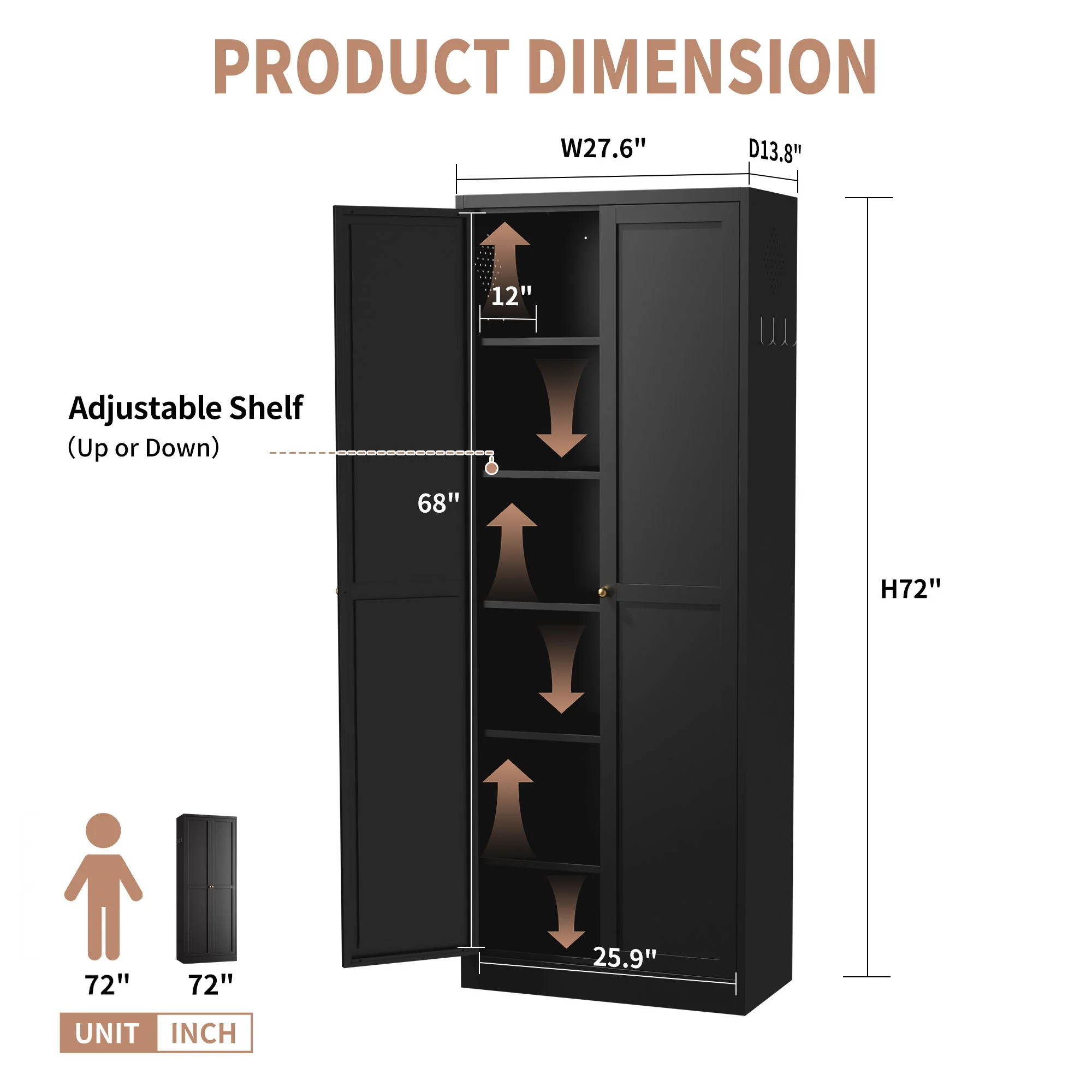 Kitchen Pantry Cabinet With 4 Adjustable Shelves, Heavy Duty Freestanding Organizer - Image 6
