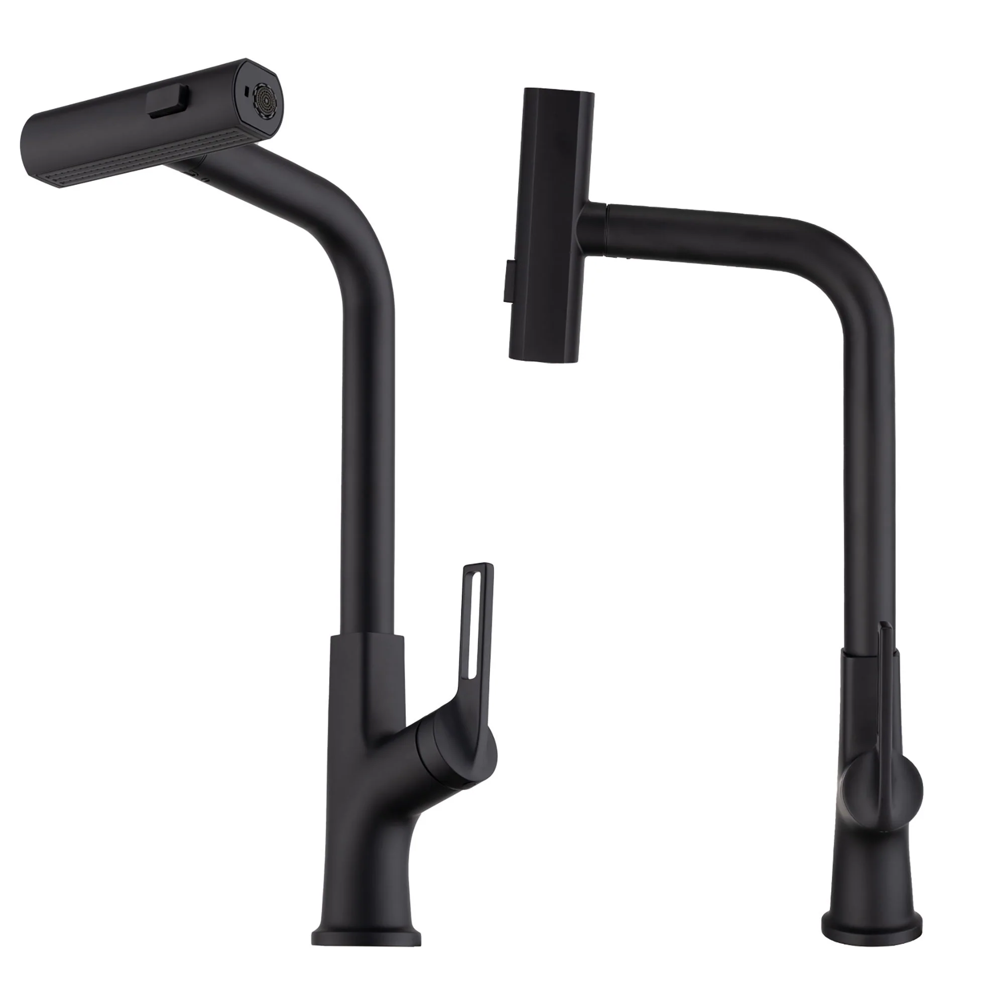 Kitchen Waterfall Faucet With Pull Down Sprayer, Single Handle, 360 Degree Rotating