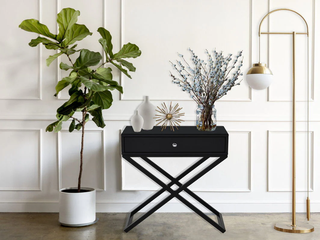 Koda - End Side Table Nightstand, Drawer And Cross Base - Image 3