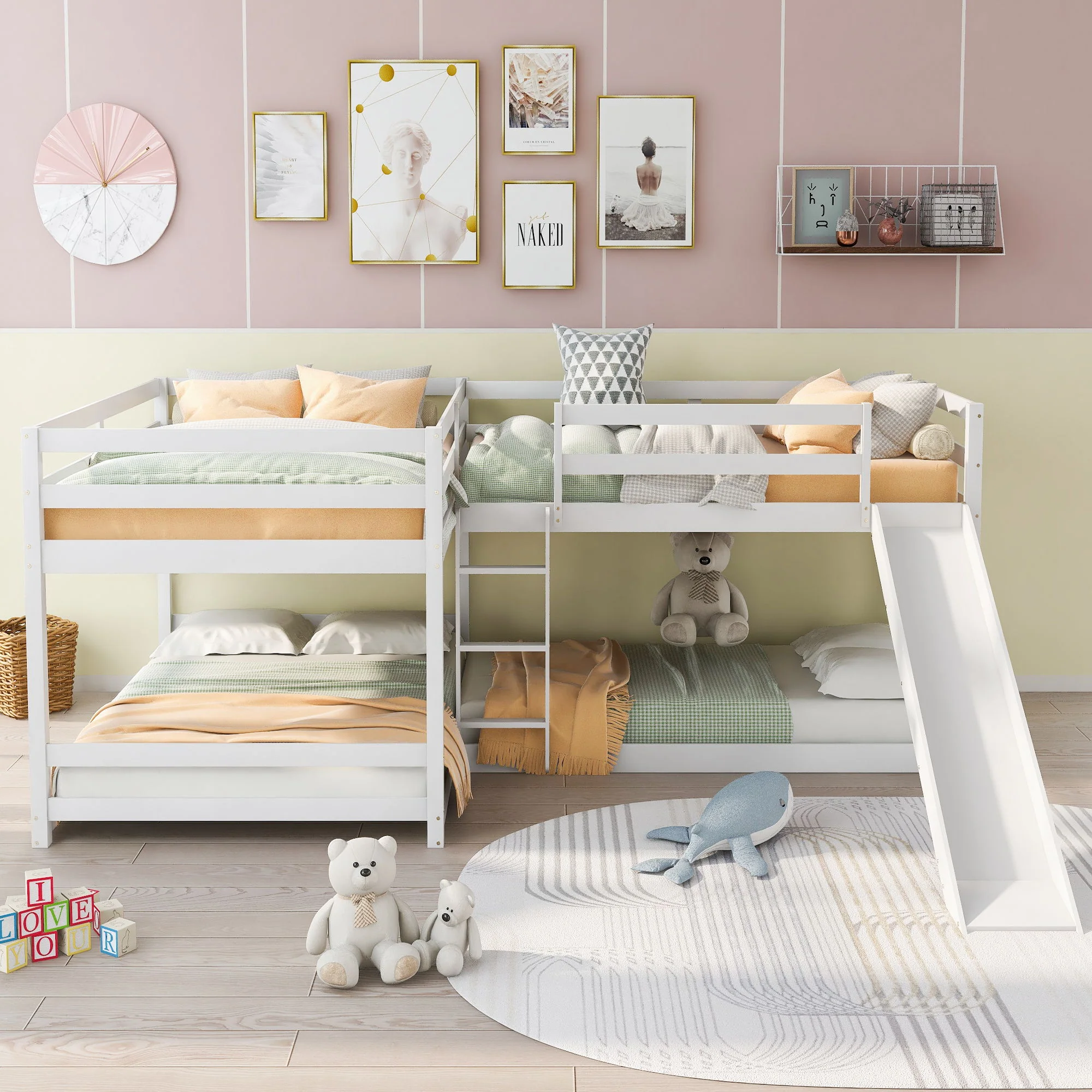 L-Shaped Bunk Bed With Slide And Short Ladder - Image 3