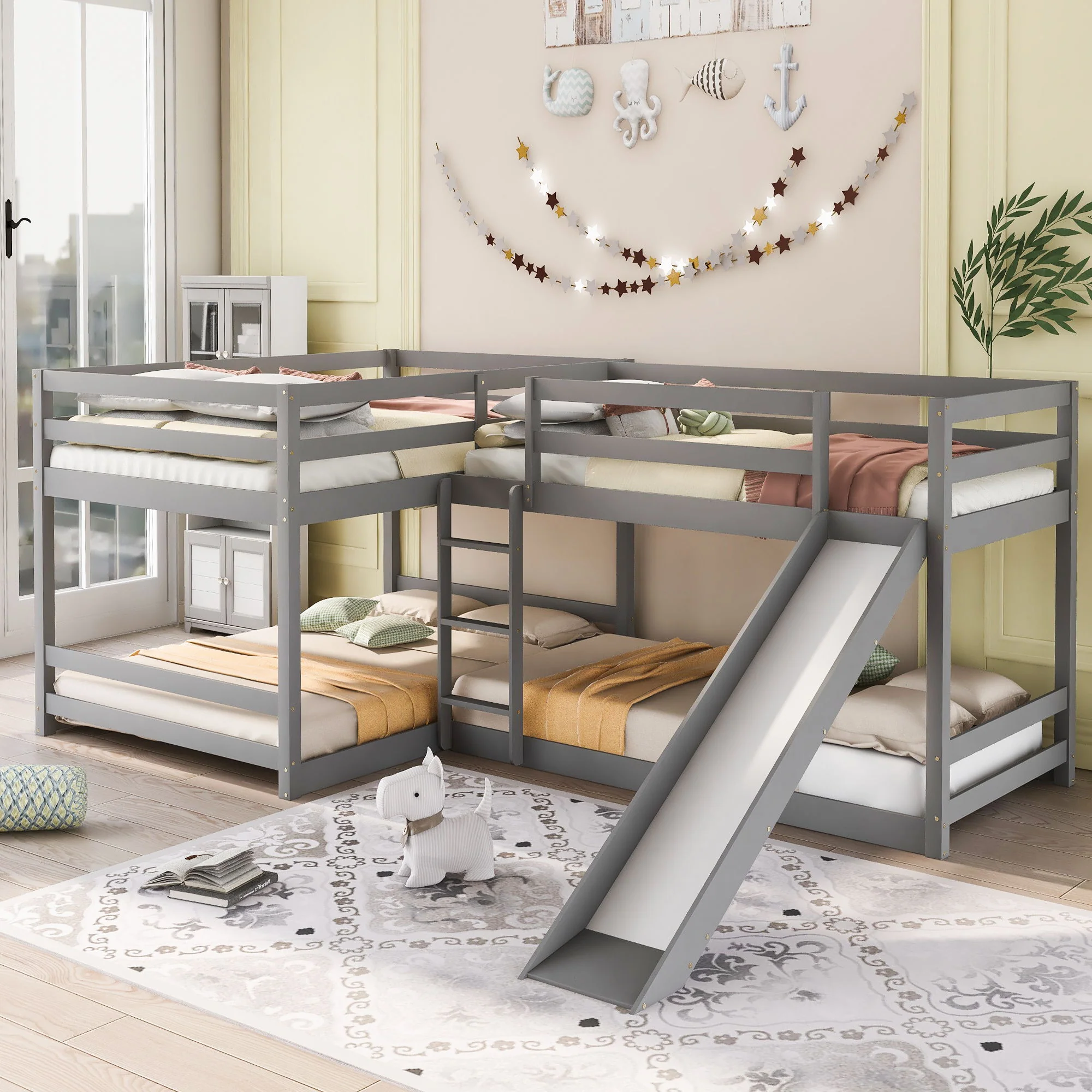 L-Shaped Bunk Bed With Slide And Short Ladder - Image 7