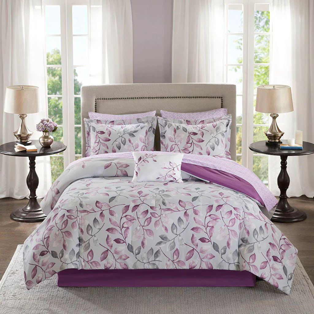 Lafael - Queen Complete Comforter And Sheet Set - Purple - Image 3