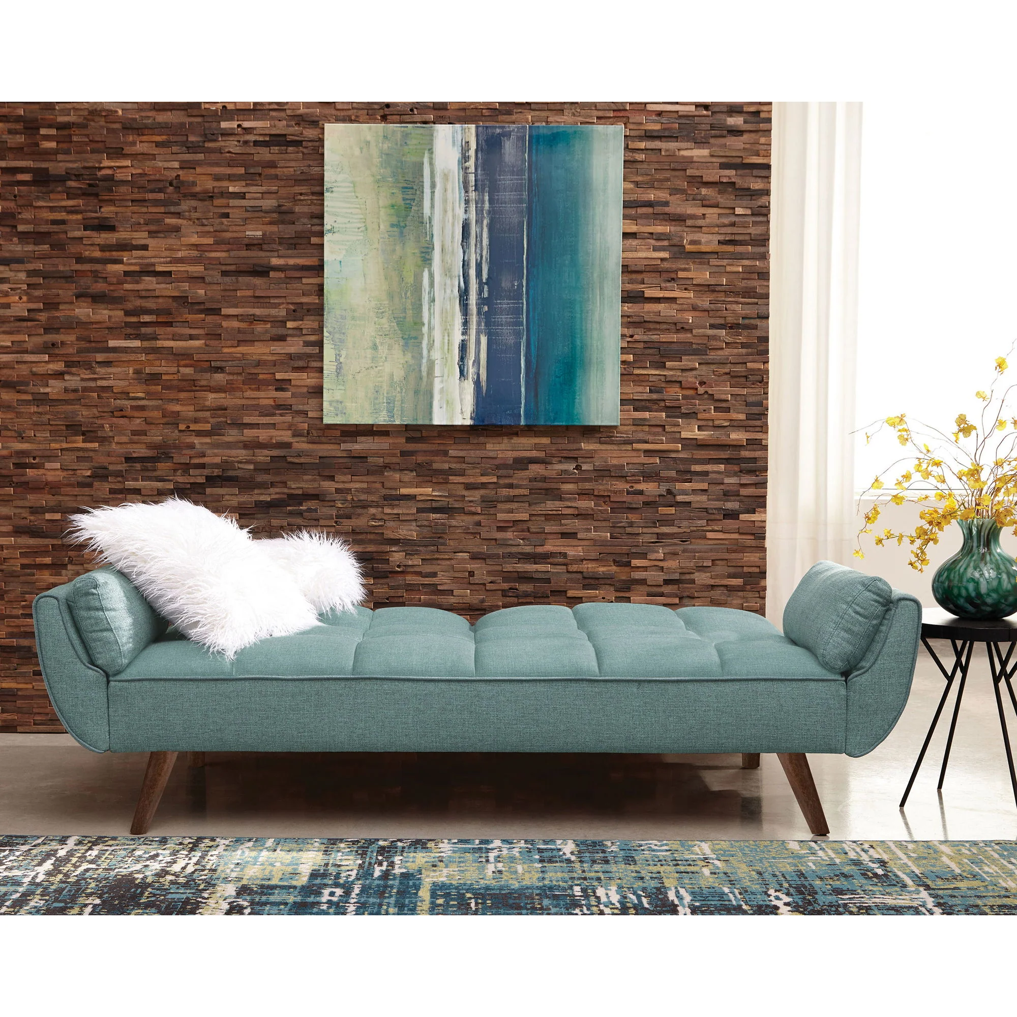 Laggarhem - Tufted Back Upholstered Sofa Bed - Turquoise - Image 2
