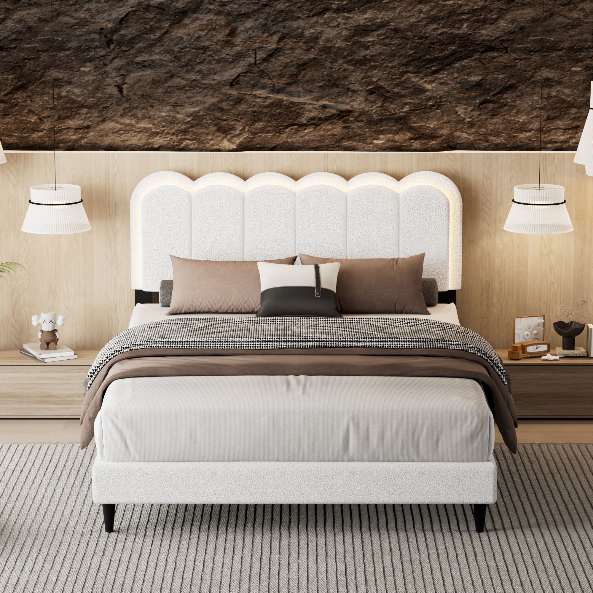Lambswool Petal Headboard Bed Frame - Image 3