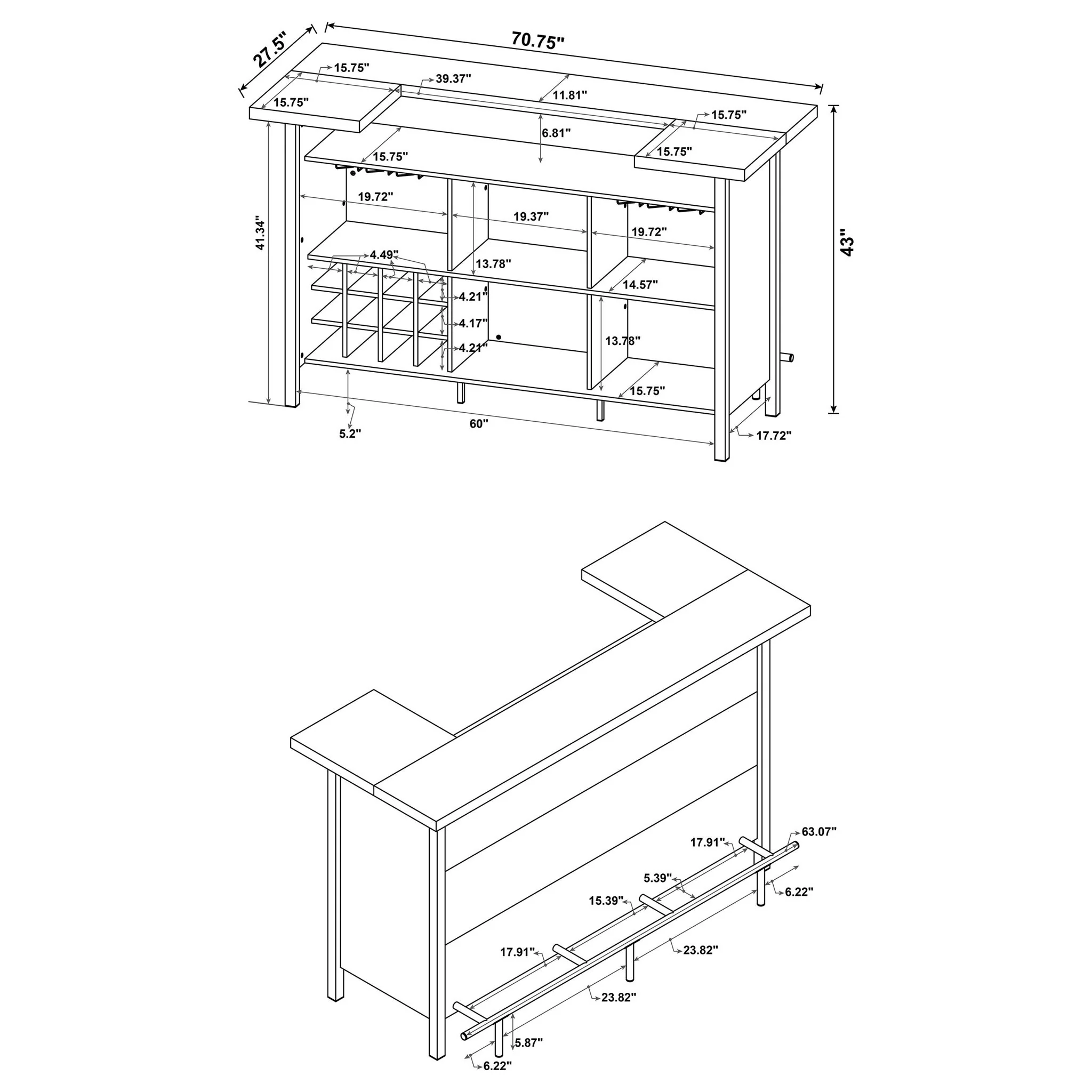 Lampton - Freestanding Home Bar - Oak - Image 2