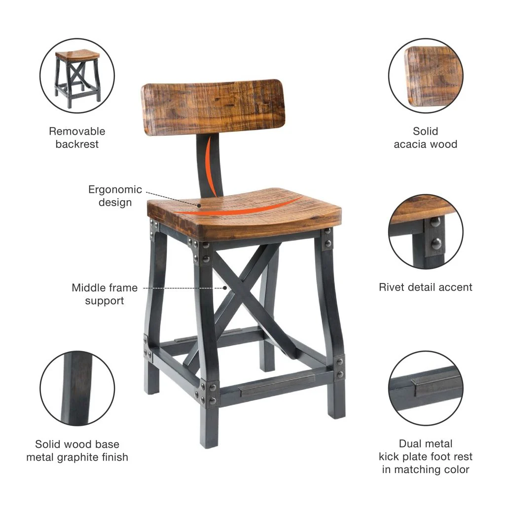 Lancaster - Counter Stool With Back - Amber - Image 3
