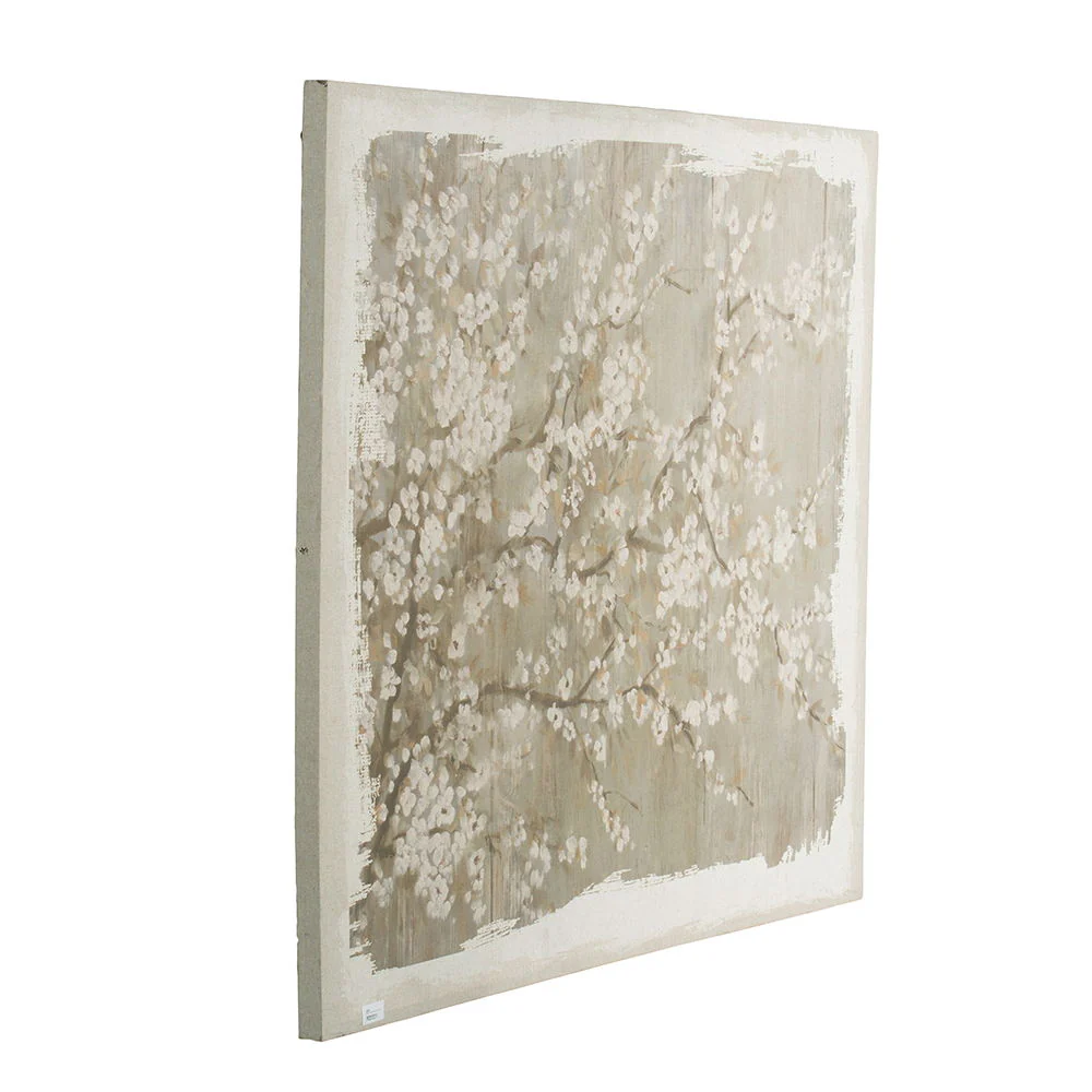 Large Cherry Blossom Canvas Art Print, Home Decor Accent Piece - Gray / White Matte - Image 4