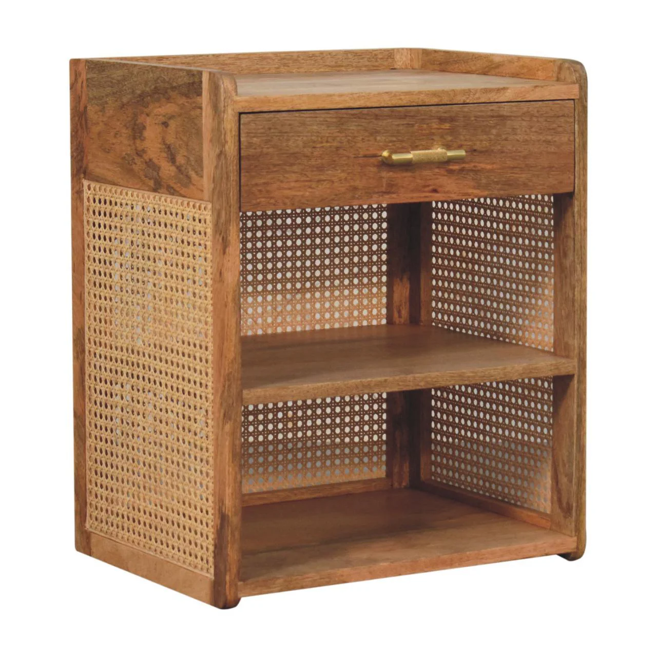 Larissa - T Bar Open Bedside Table - Oak - Image 2