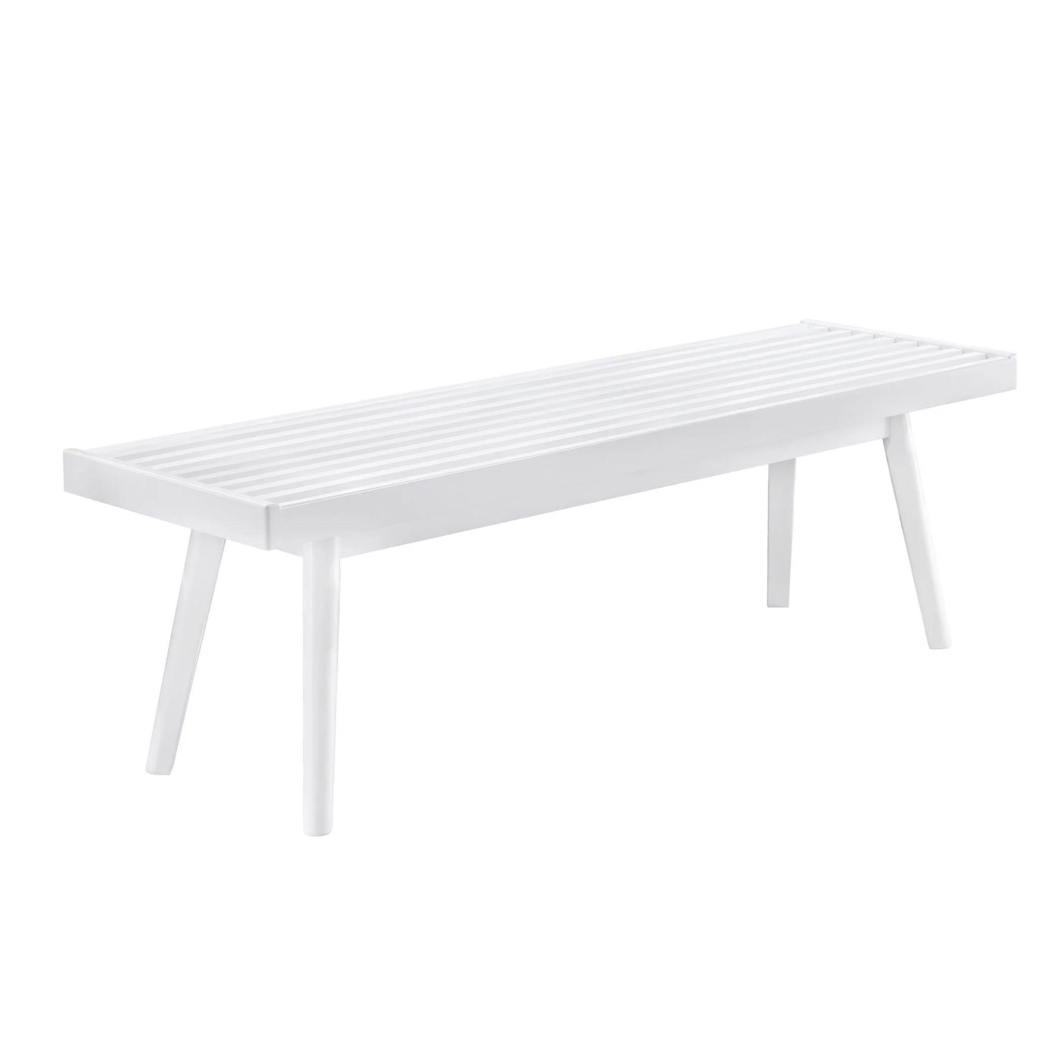 Larwich - Solid Wood Slatted Bench - White - Image 3