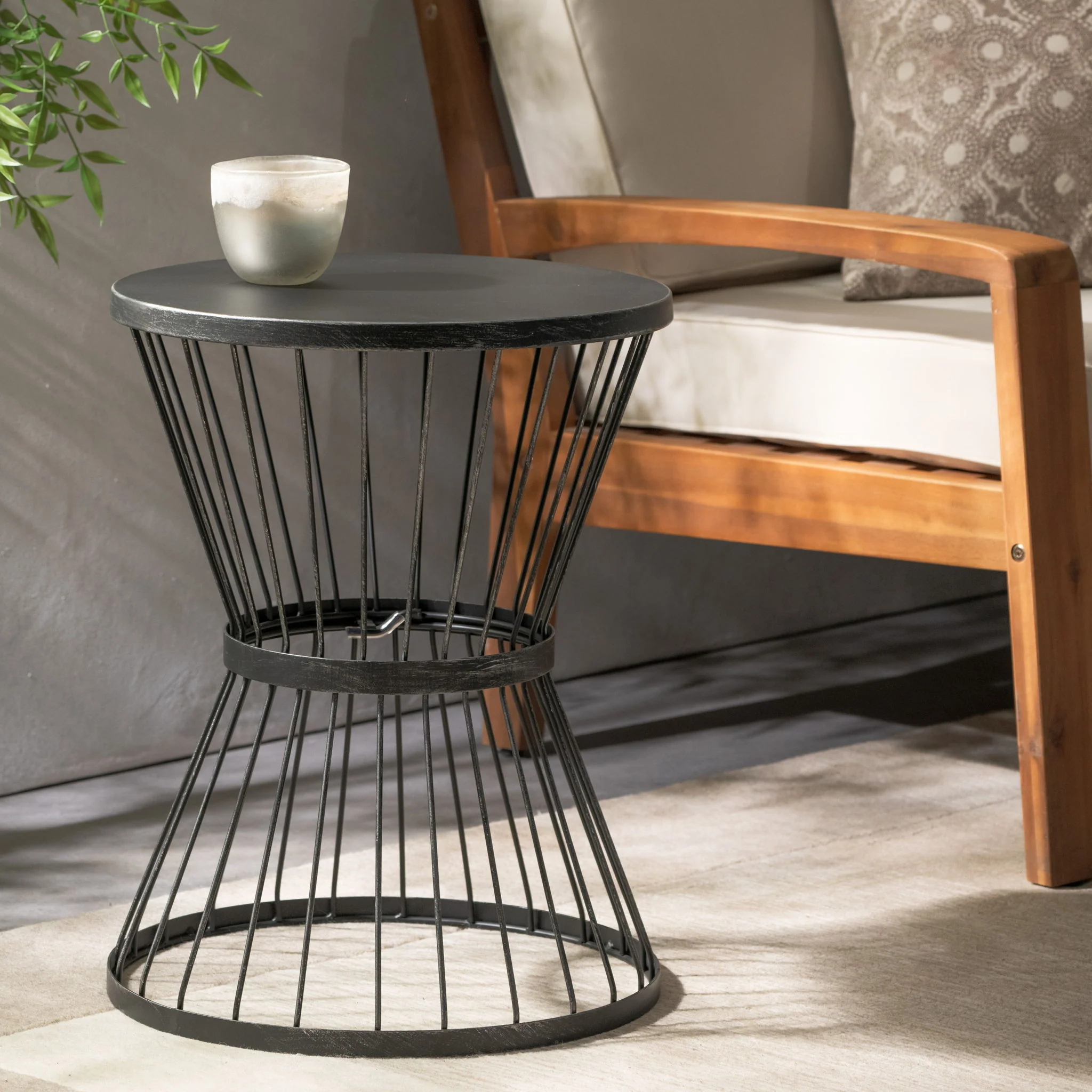 Lassen - Modern Outdoor Side Table With Hourglass Design - Image 6