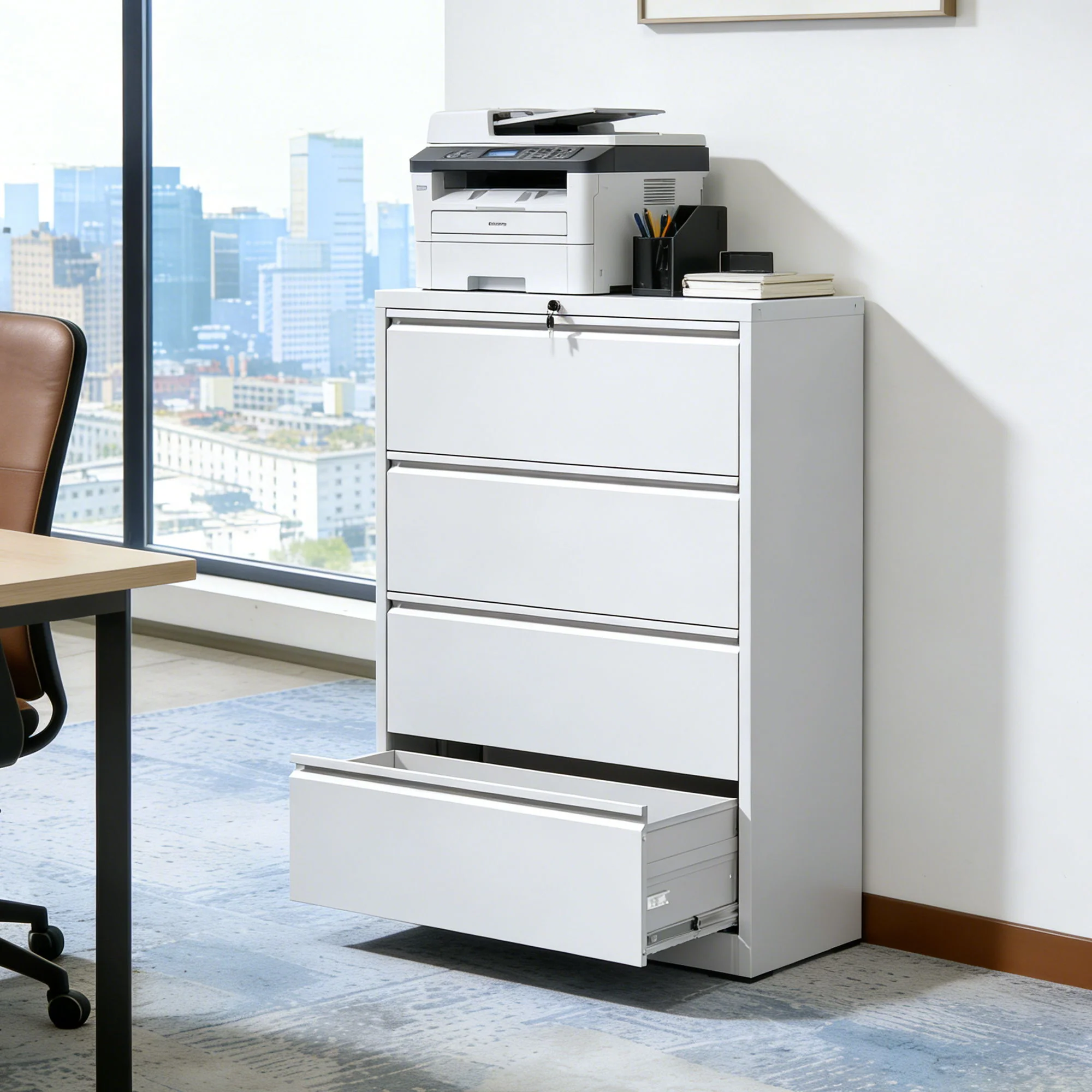 Lateral File Cabinet, Locking Heavy Duty, Anti-Tip Safety Interlock, Vertical Storage For Letter/Legal/A4 Files - Image 5